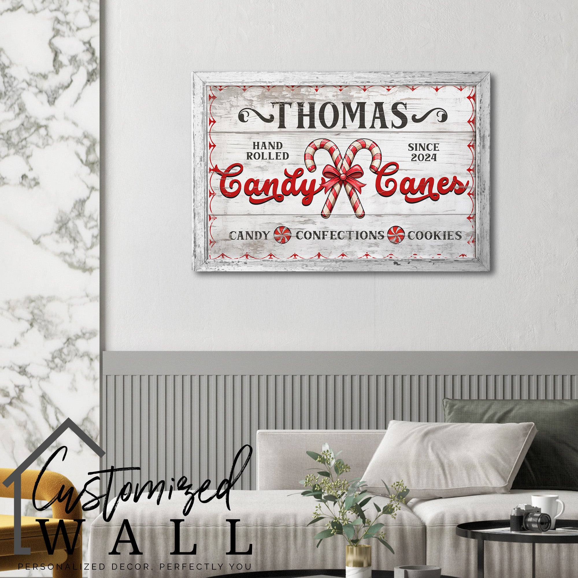 Personalized Handcrafted Candy Cane Christmas Wall Art - Custom Family Name Sign for Holiday Decor Gift - Image 6