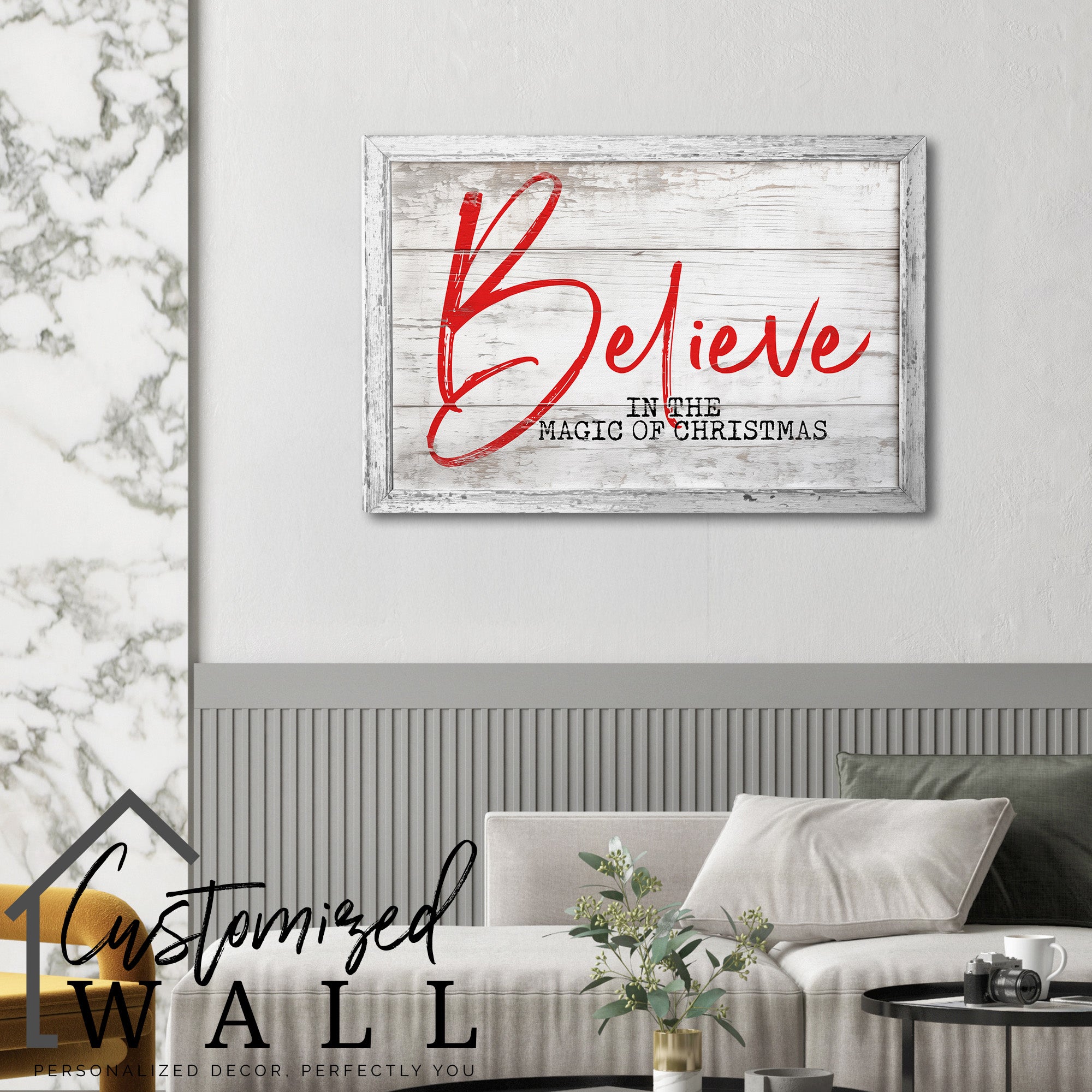 Personalized "Believe in the Magic of Christmas" Rustic Canvas Wall Art – Custom Holiday Decor for Seasonal Charm - Image 6