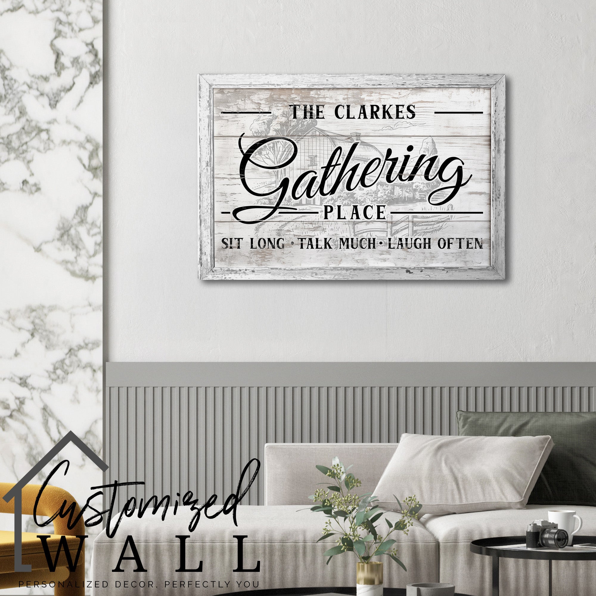 Personalized Family Gathering Place Canvas Sign – Rustic Farmhouse Decor for Heartfelt Gift Giving - Image 6