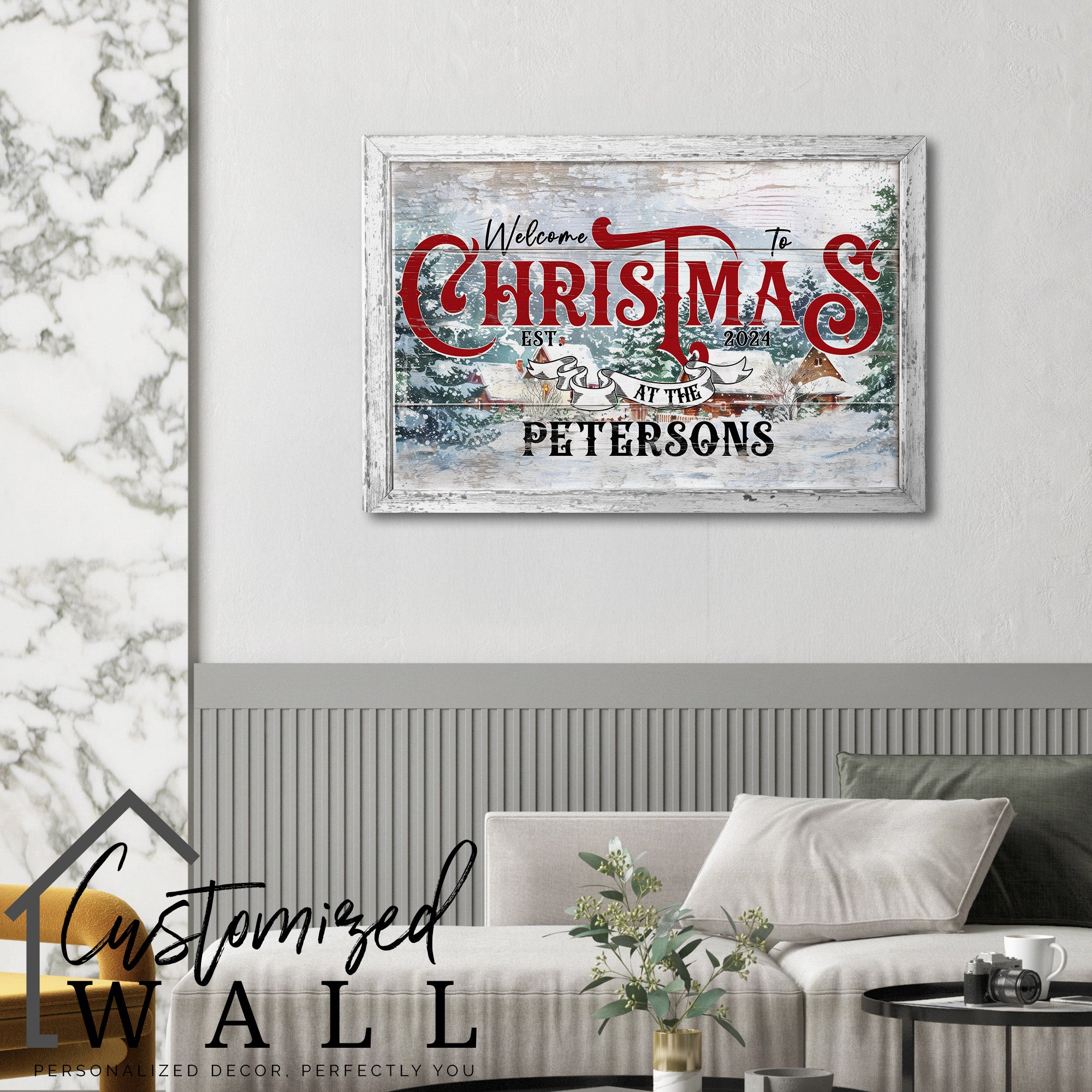 Personalized Christmas Welcome Framed Canvas Sign - Custom Family Name & Year - Festive Holiday Decor for Home & Gifting - Image 6