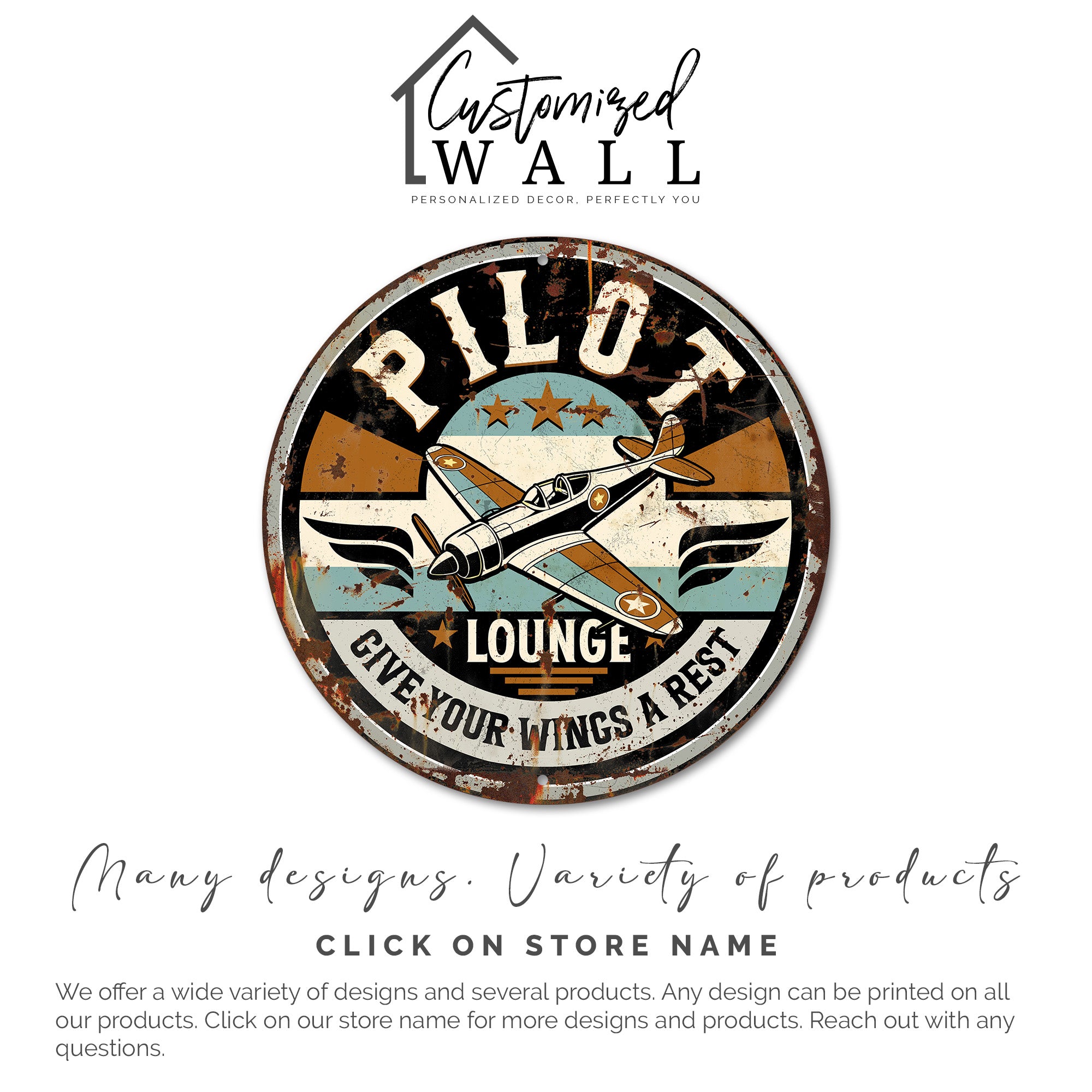 Personalized Pilot Lounge Metal Sign – Vintage Aircraft Design, Perfect Custom Gift for Aviation Enthusiasts - Image 6