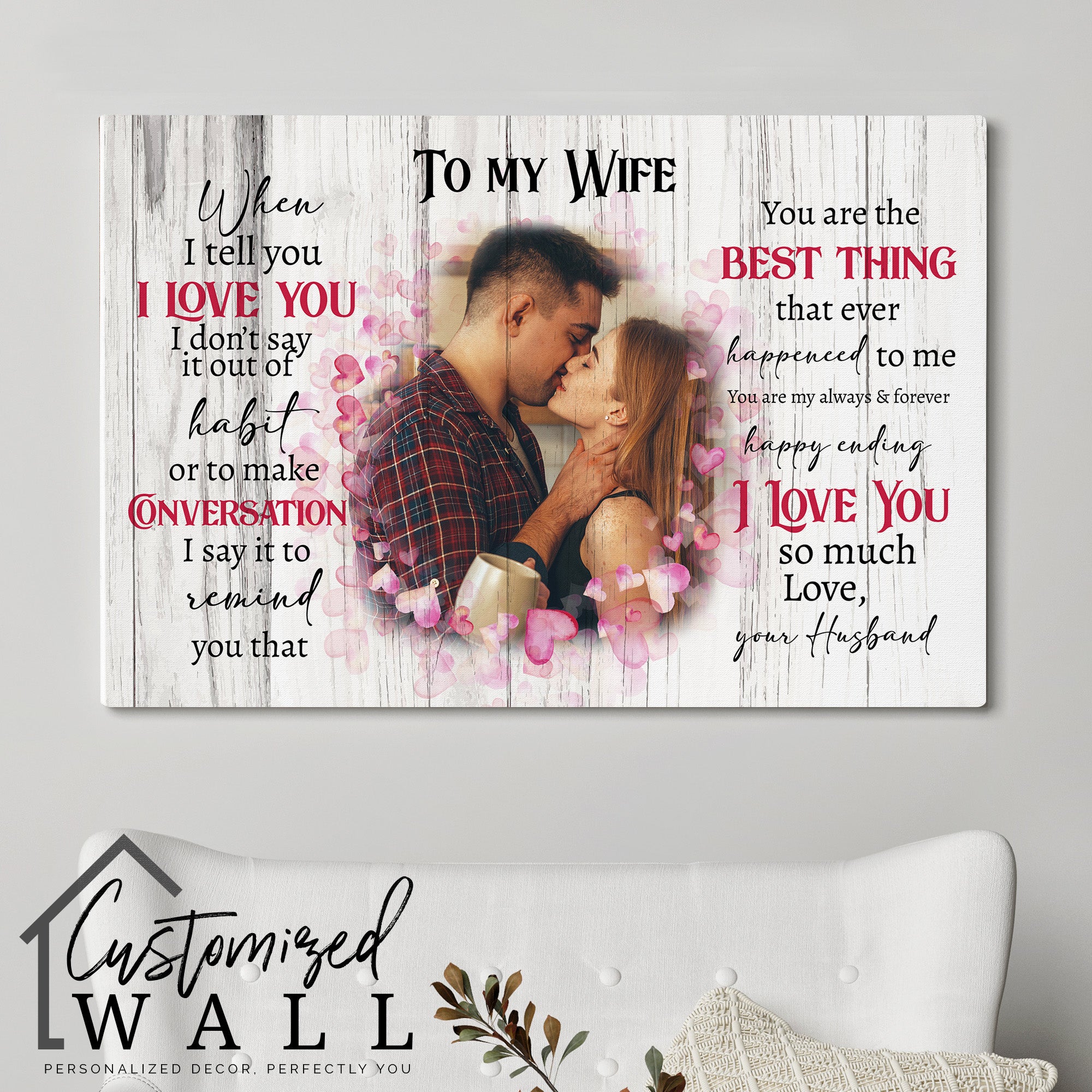 Personalized Romantic Wrapped Canvas Wall Art for Wife - Heartfelt Love Letter Design, Ideal Anniversary Gift with Custom Options - Image 6