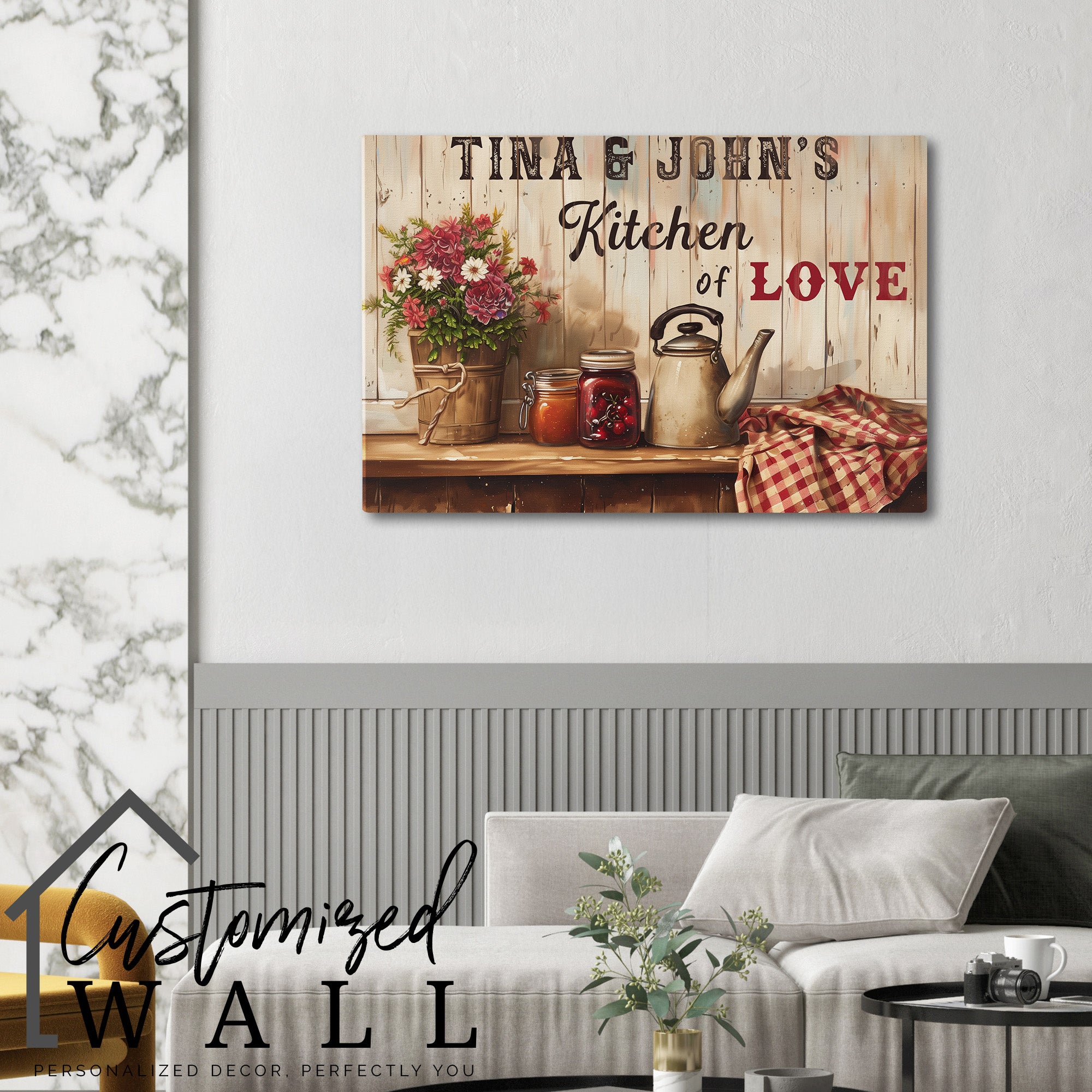 Personalized Rustic Kitchen Canvas Wall Art - Customize Your "Kitchen of Love" with Premium Materials and Heartfelt Design - Image 6