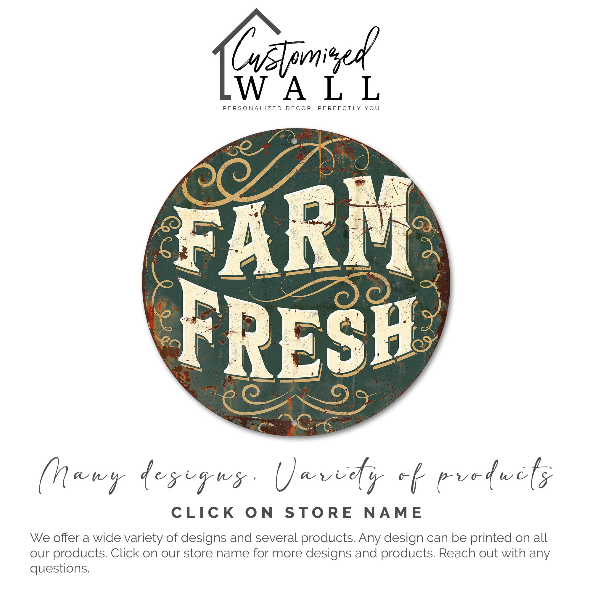 Personalized Farm Fresh Metal Sign - Custom Handmade Round Wall Decor for Home & Gift-Giving - Image 6