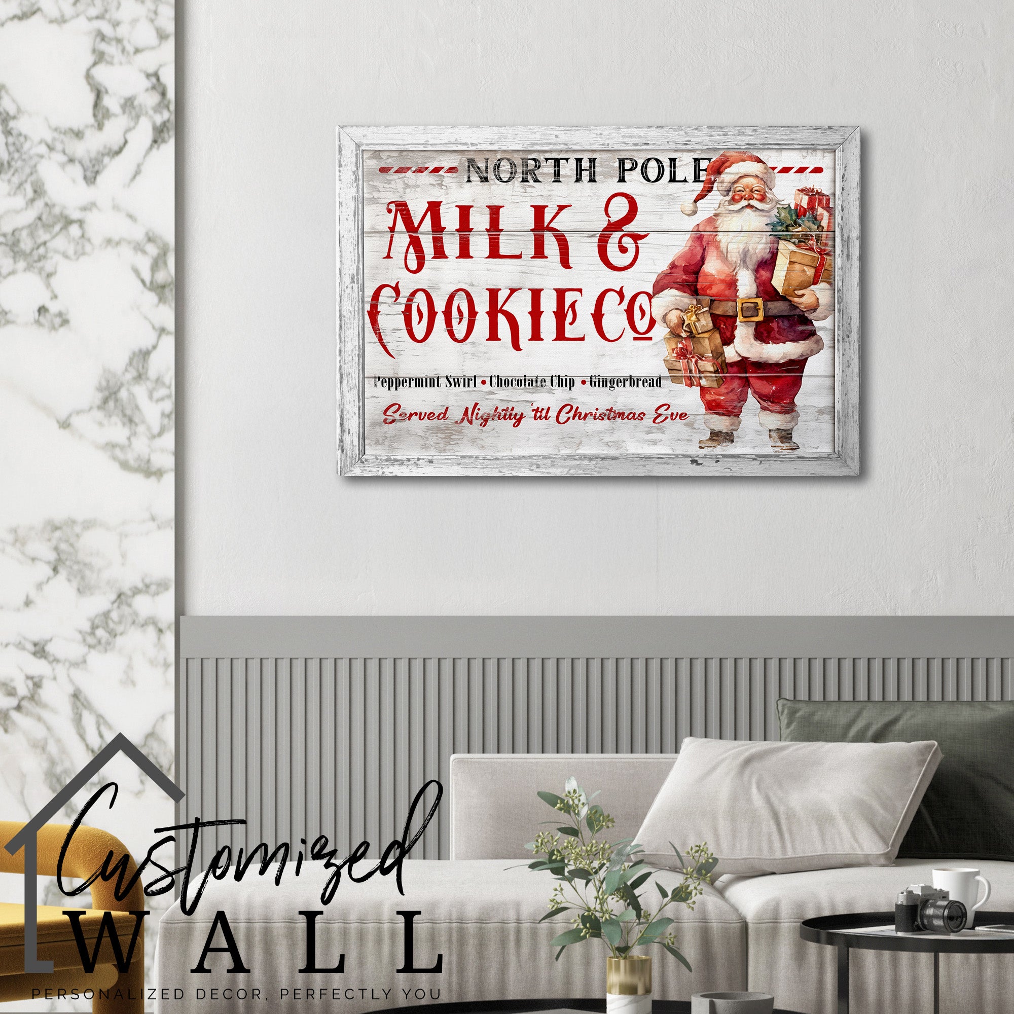 Personalize Your Christmas with Custom North Pole Milk & Cookie Co Wrapped Canvas - Ideal Holiday Gift - Image 6