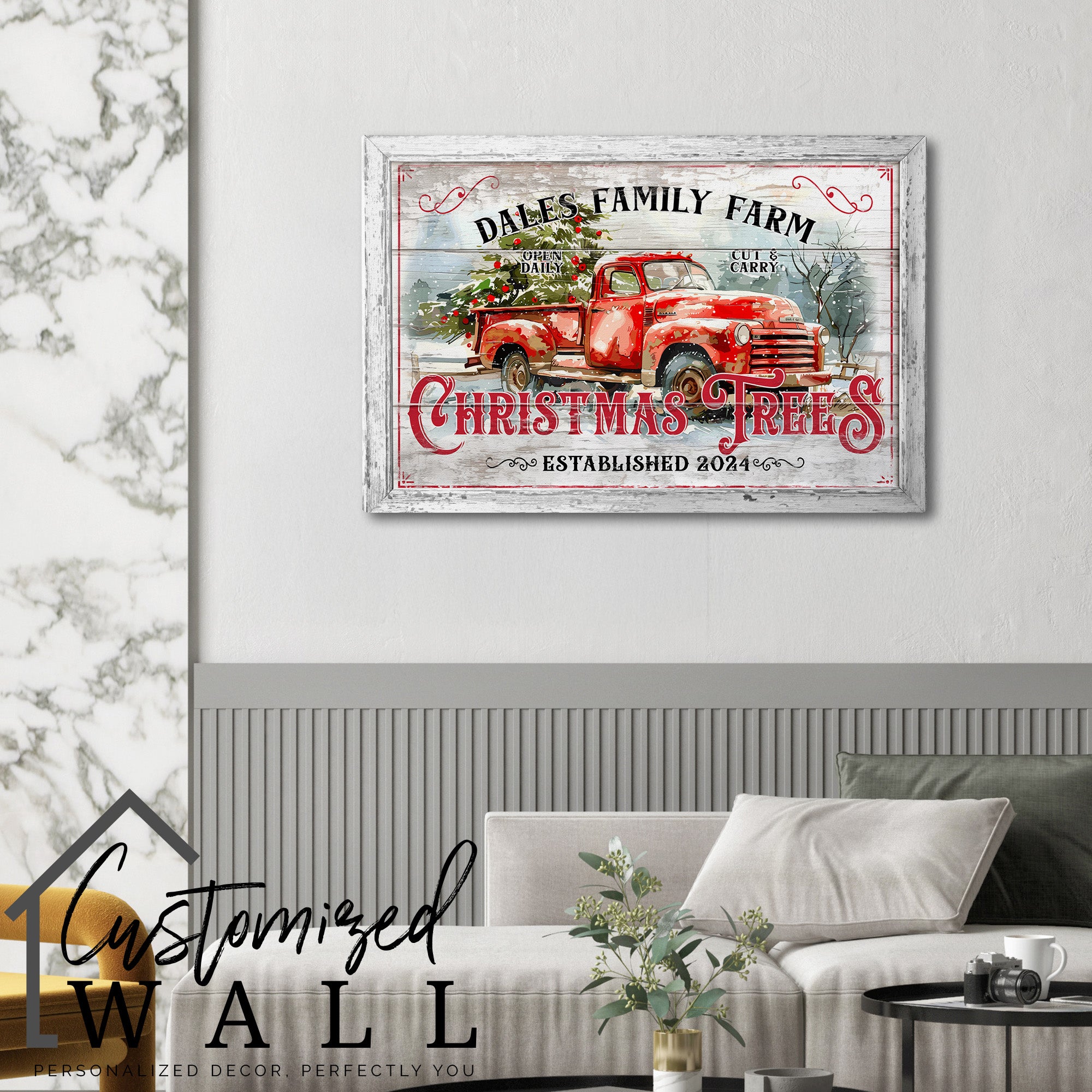 Personalized Rustic Christmas Tree Farm Canvas Art – Custom Family Name, Vintage Truck Design, Perfect Holiday Gift - Image 6