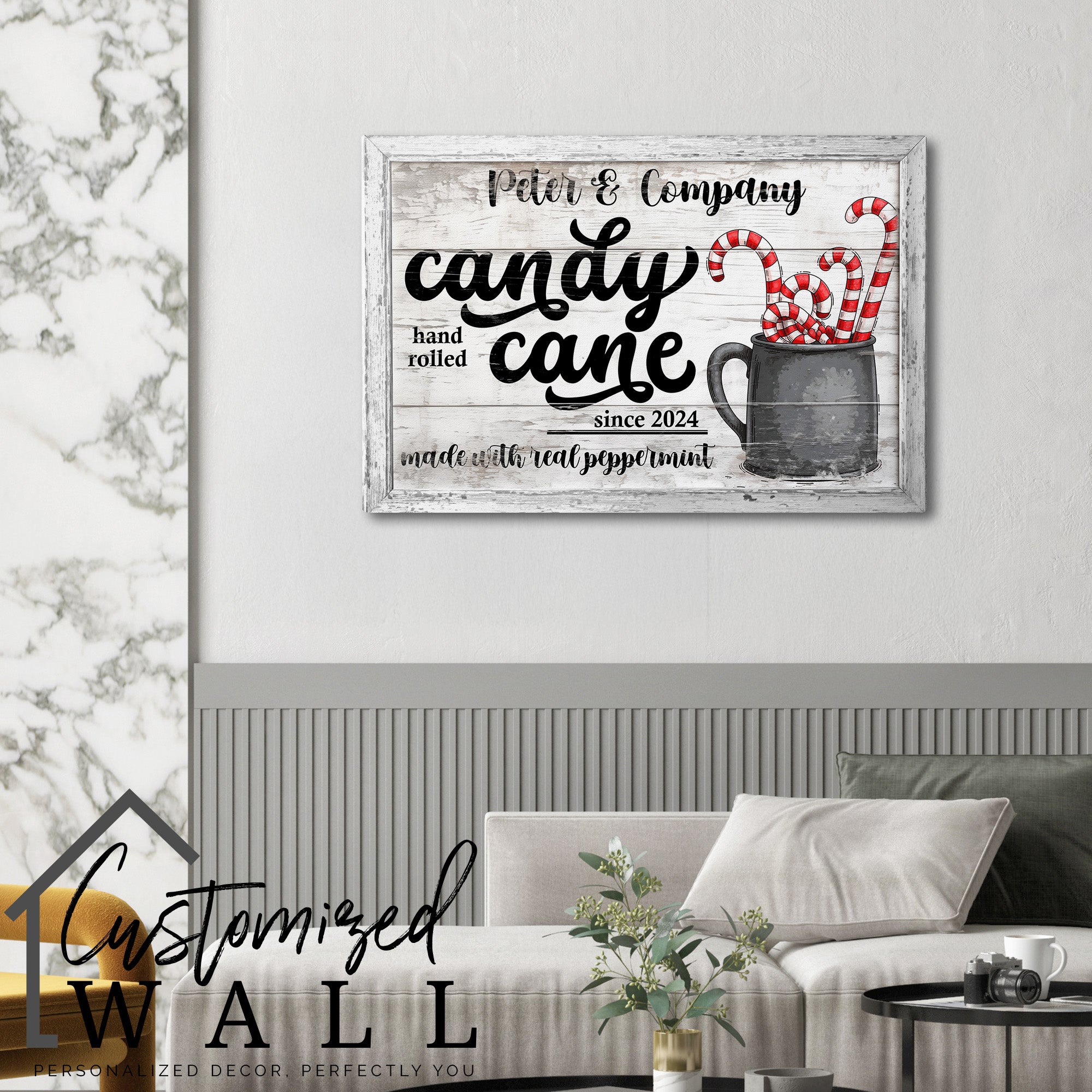 Personalized Candy Cane Wall Art on Wrapped Canvas - Customizable Holiday Decor for Christmas Gift Giving - Image 6