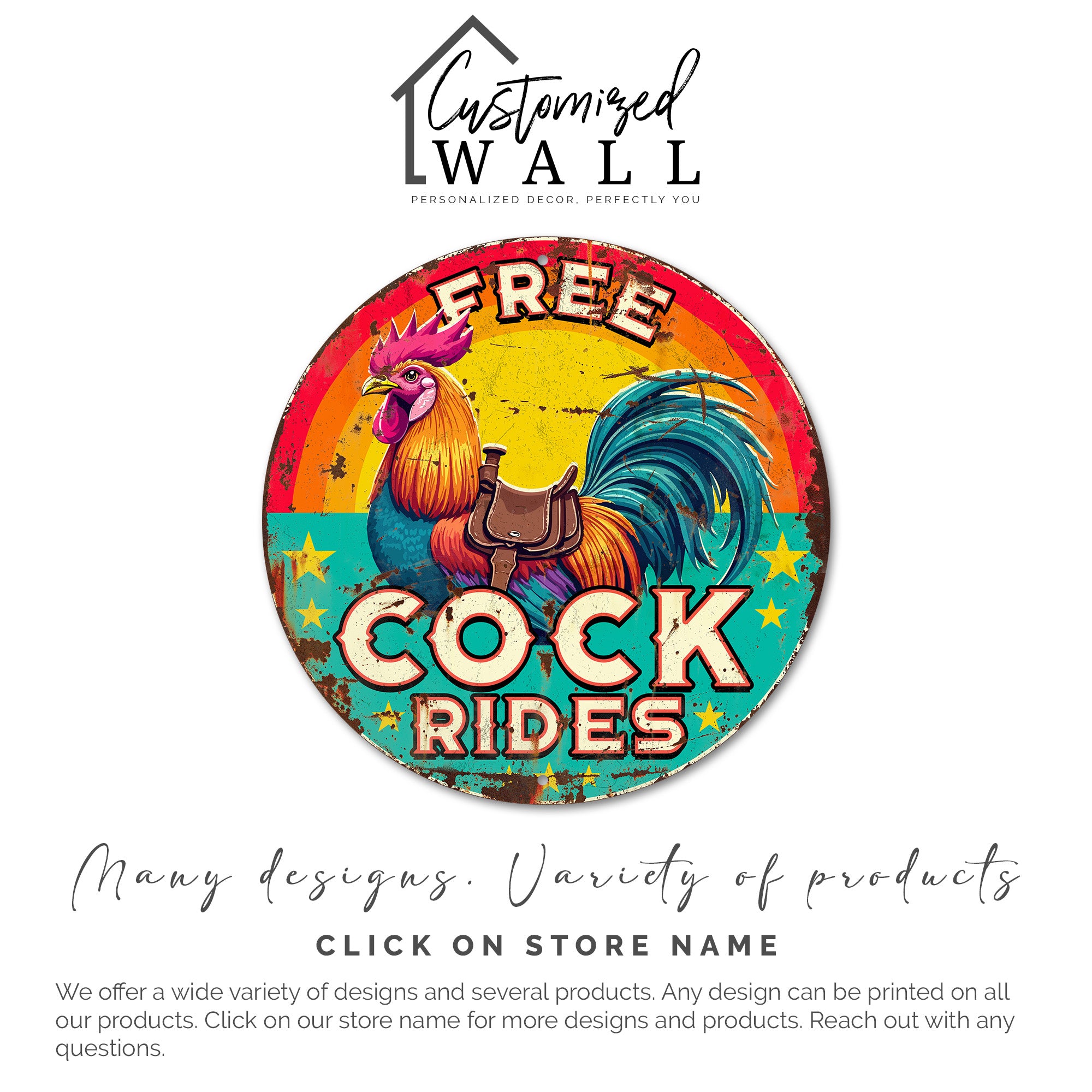 Personalized Retro Rooster Metal Sign - Vibrant Wall Décor for Farmhouse Charm and Unique Gifts - Image 6
