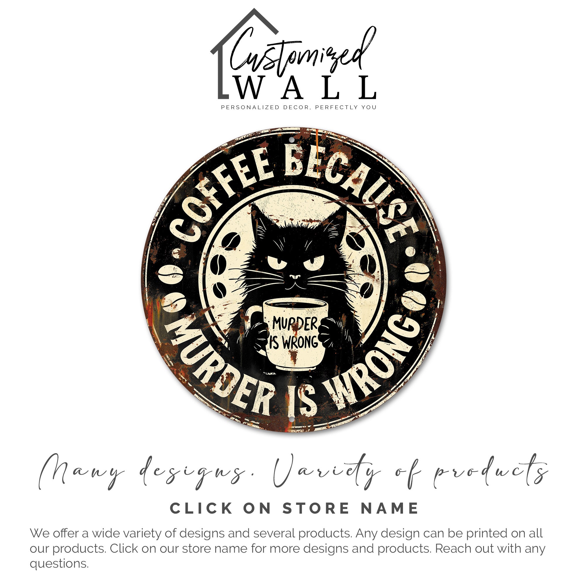 Quirky Cat Coffee Metal Sign - Perfect Personalized Gift for Coffee Lovers & Cat Enthusiasts - Image 6