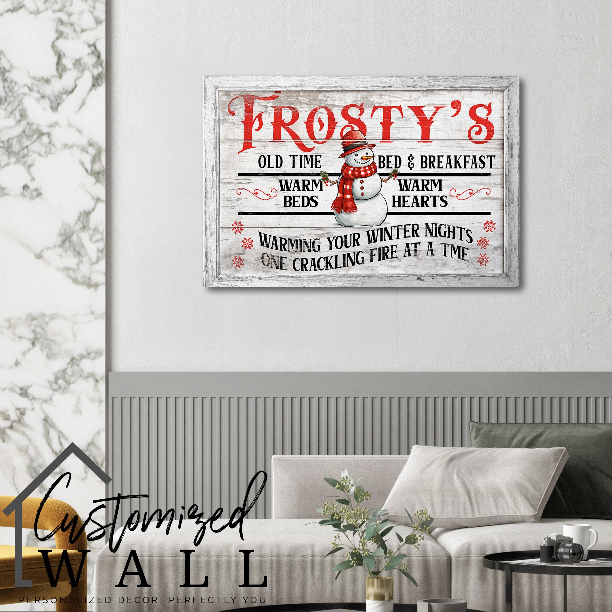 Personalized "Frosty's Old Time Bed & Breakfast" Wrapped Canvas - Custom Winter Home Decor Gift for Warm Hearts and Cozy Nights - Image 6