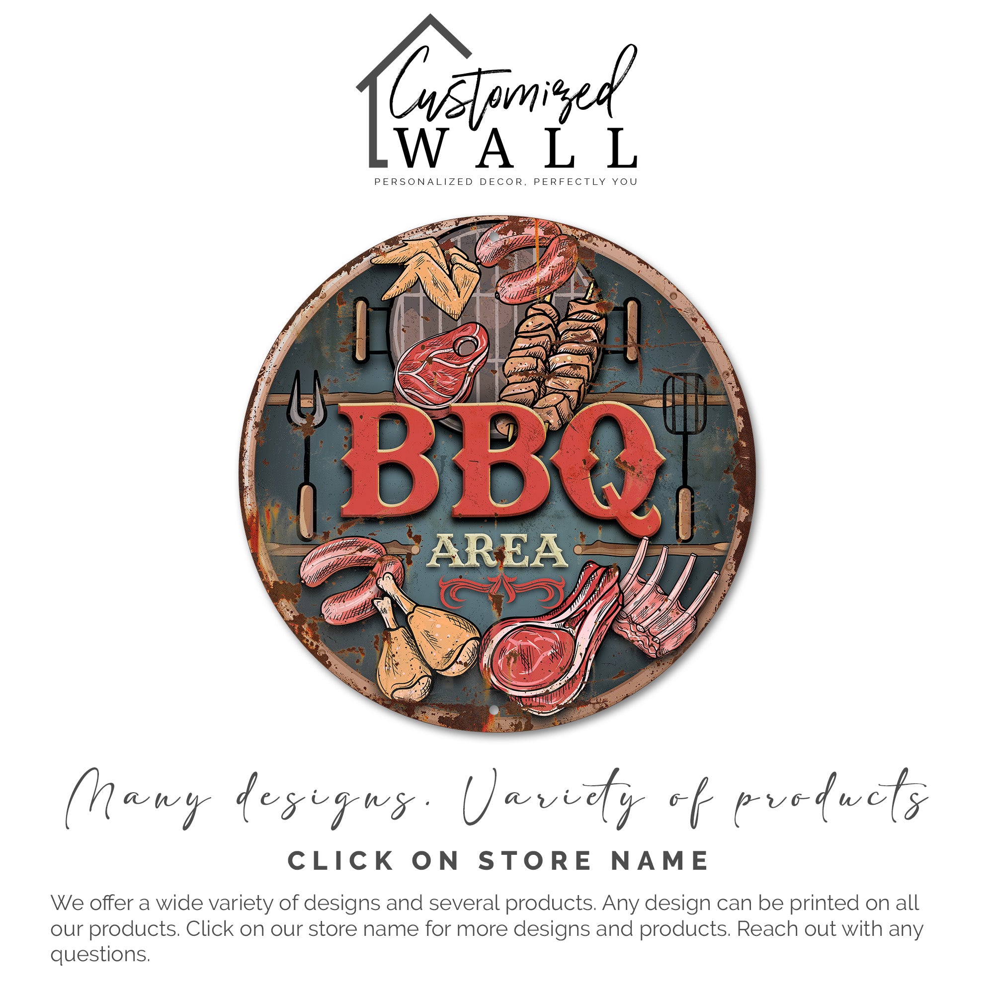 Personalized BBQ Area Metal Sign - Custom Round Grill Decor for Outdoor Enthusiasts and Gift Giving - Image 6