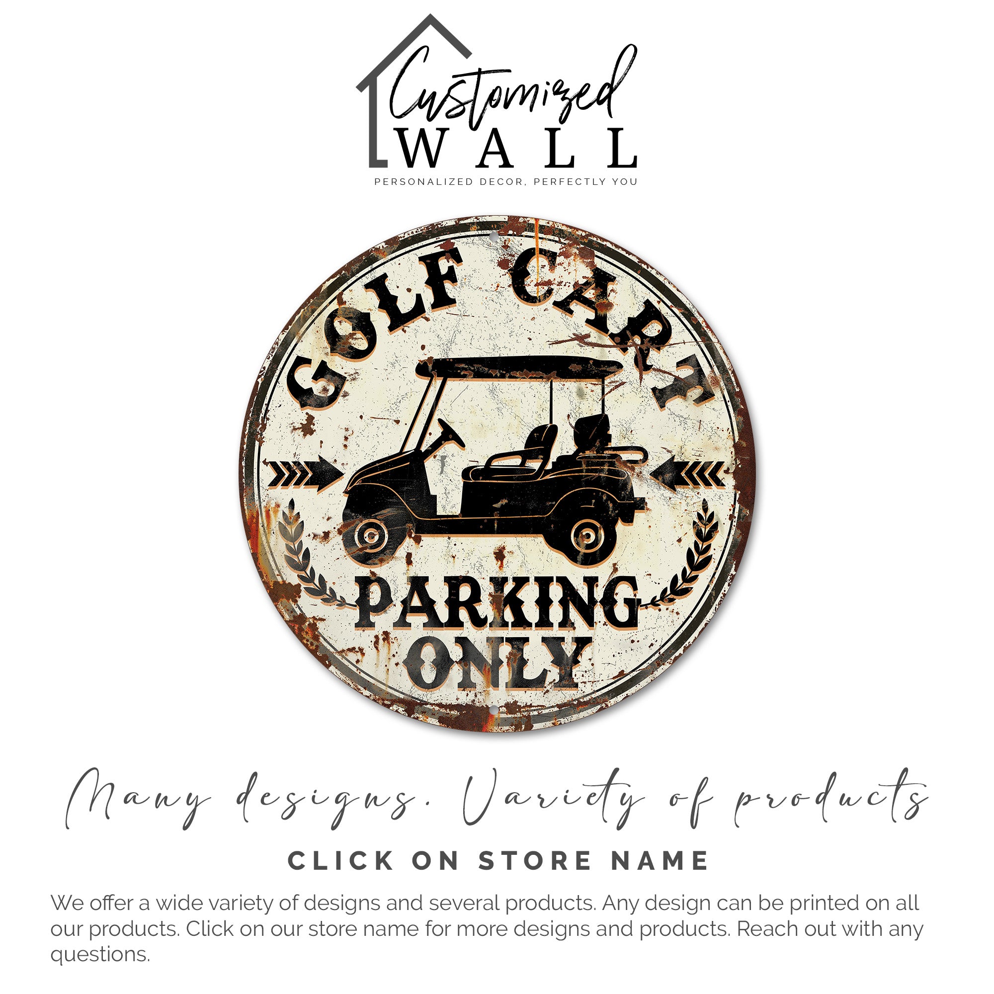 Personalized Vintage-Style Metal Sign for Golf Cart Lovers – Customizable Parking Only Plaque - Image 6