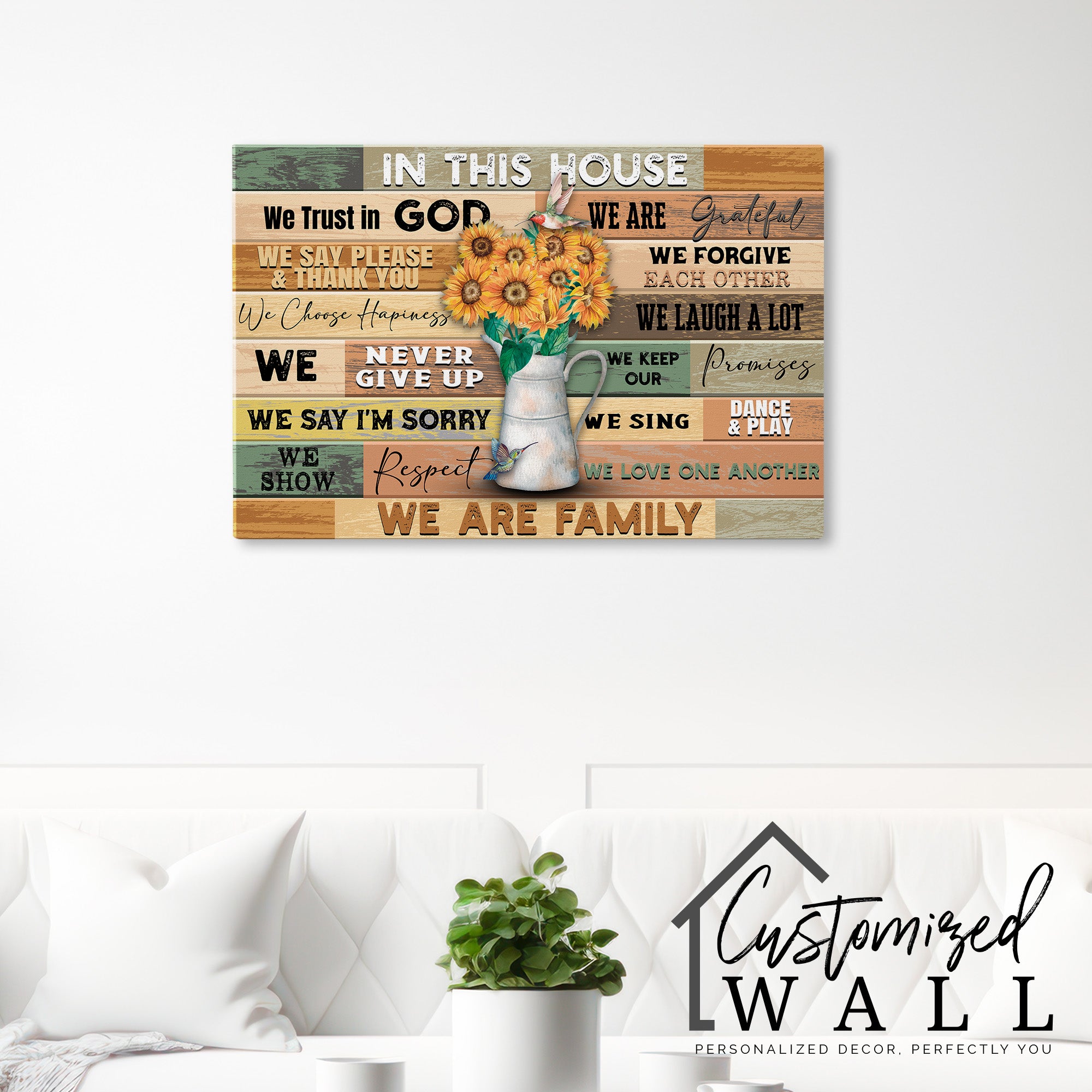 Personalized Family Values Wrapped Canvas Wall Art – Customizable Home Decor with Uplifting Messages and Rustic Charm - Image 7
