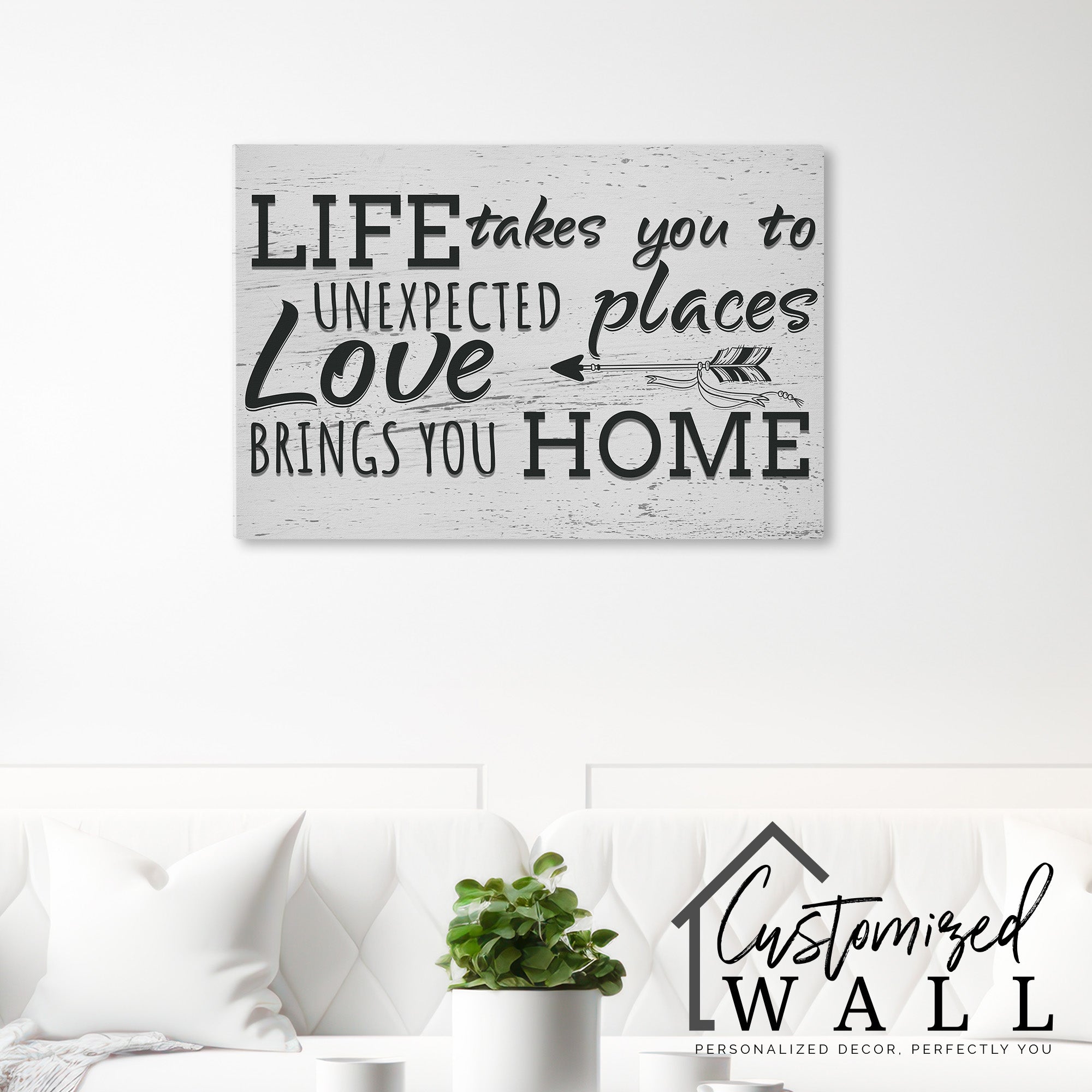 Personalized Rustic Wooden Canvas Wall Art - "Life Takes You to Unexpected Places, Love Brings You Home" - Perfect Gift for Home Decor - Image 7