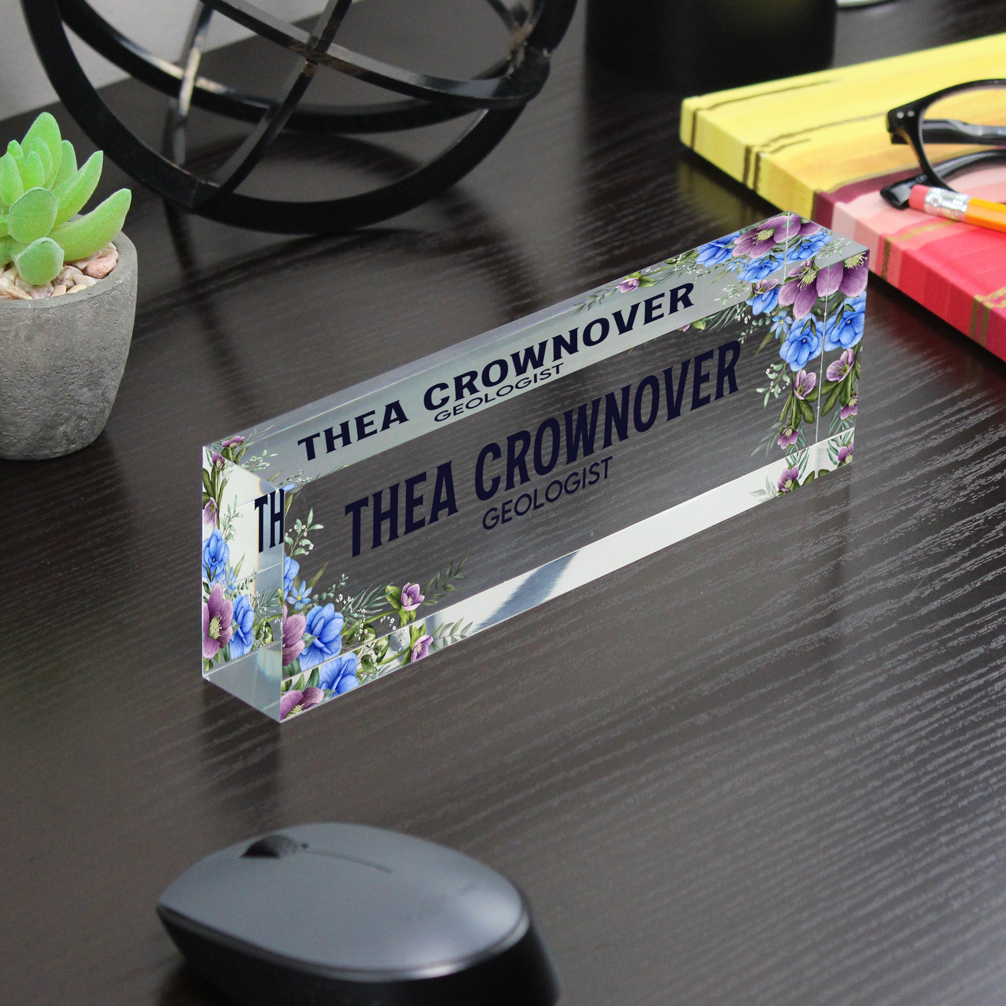 Personalized Floral Acrylic Desk Name Block - Custom Office Decor & Unique Gift for Professionals - Image 7