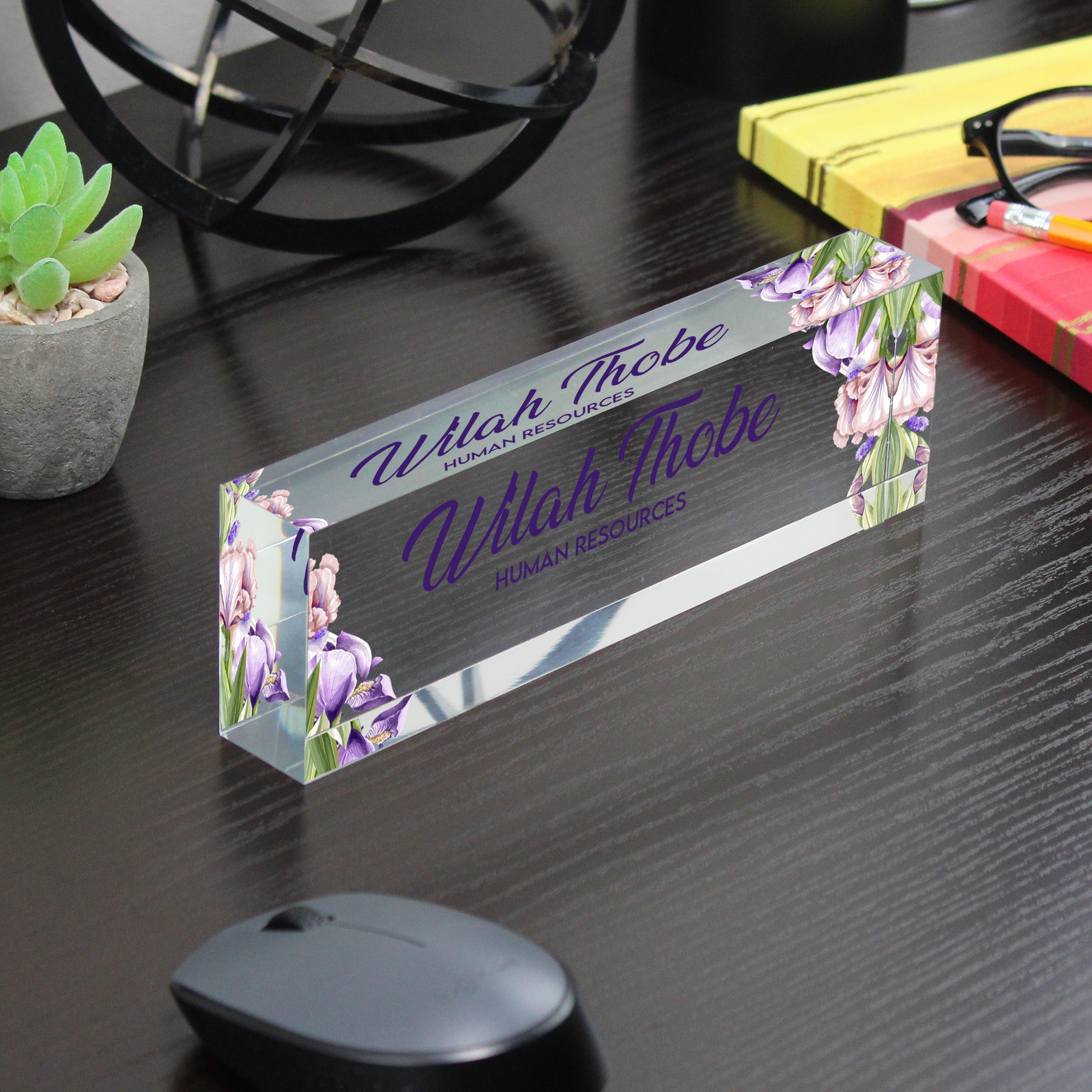 Personalized Floral Acrylic Desk Name Block - Custom Handcrafted Office Decor for HR Professionals - Image 7