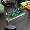 Personalized Acrylic Desk Name Block - Elegant Green Floral Design for Journalists, Writers, and Professionals - Image 7