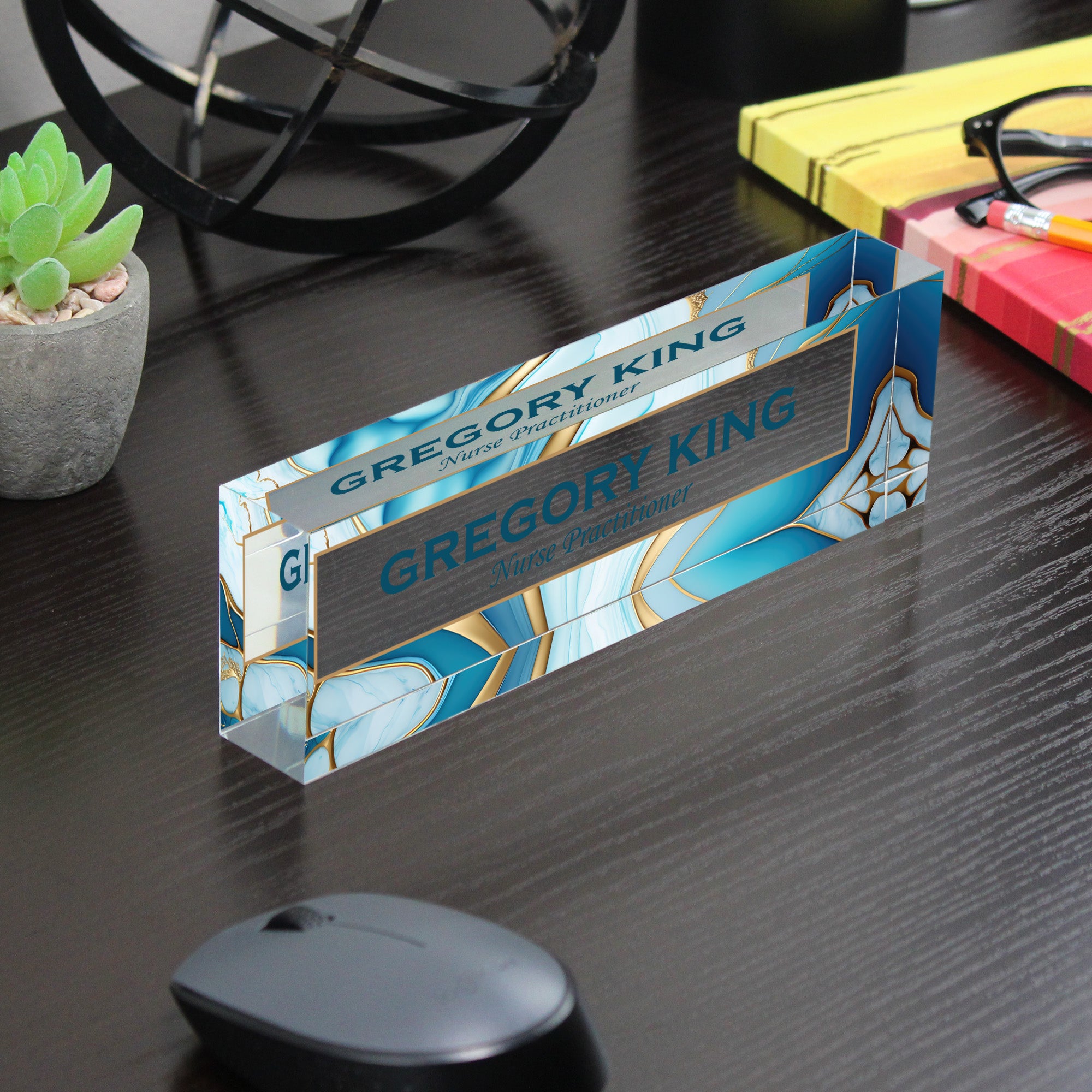 Personalized Acrylic Desk Name Plate - Elegant Crystal Design for Nurse Practitioners - Custom Office Decor Gift - Image 7