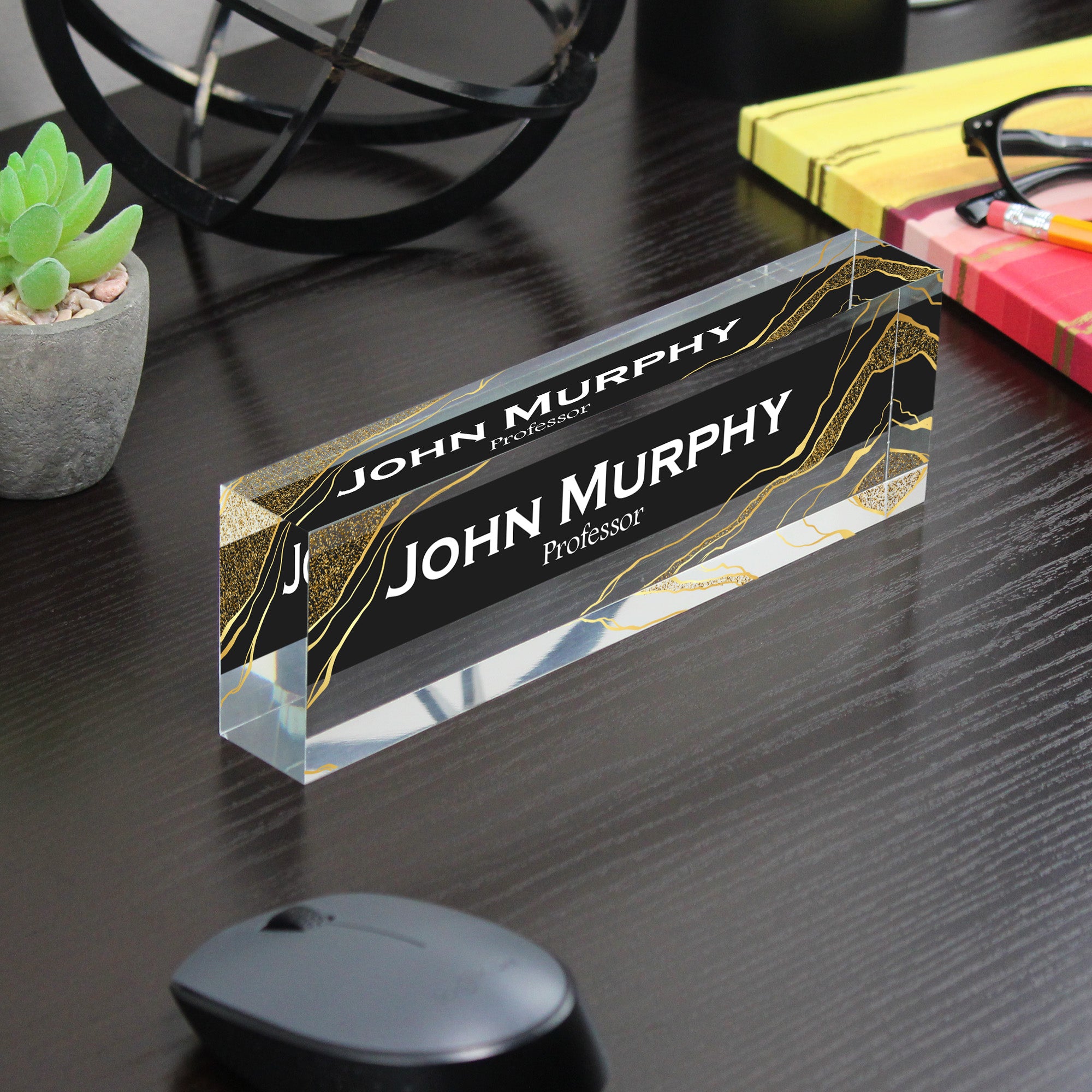 Personalized Acrylic Desk Block - Elegant Custom Name Plate for Professors and Professionals - Image 7