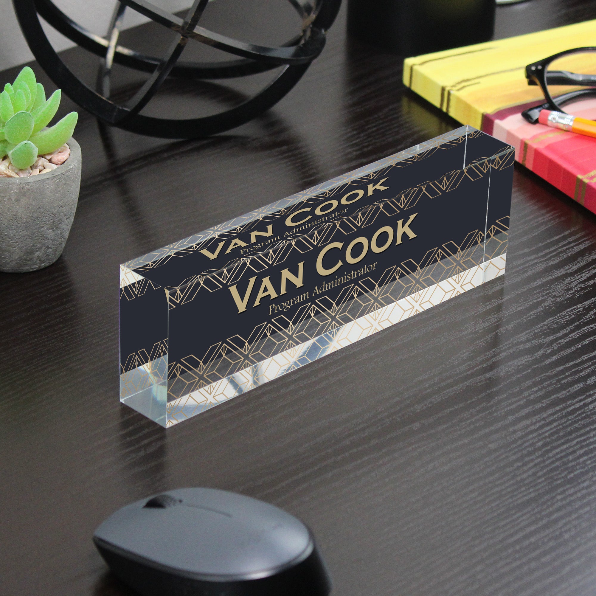 Personalized Art Deco Acrylic Desk Name Block - Custom Engraved Gift for Executives & Professionals - Image 7