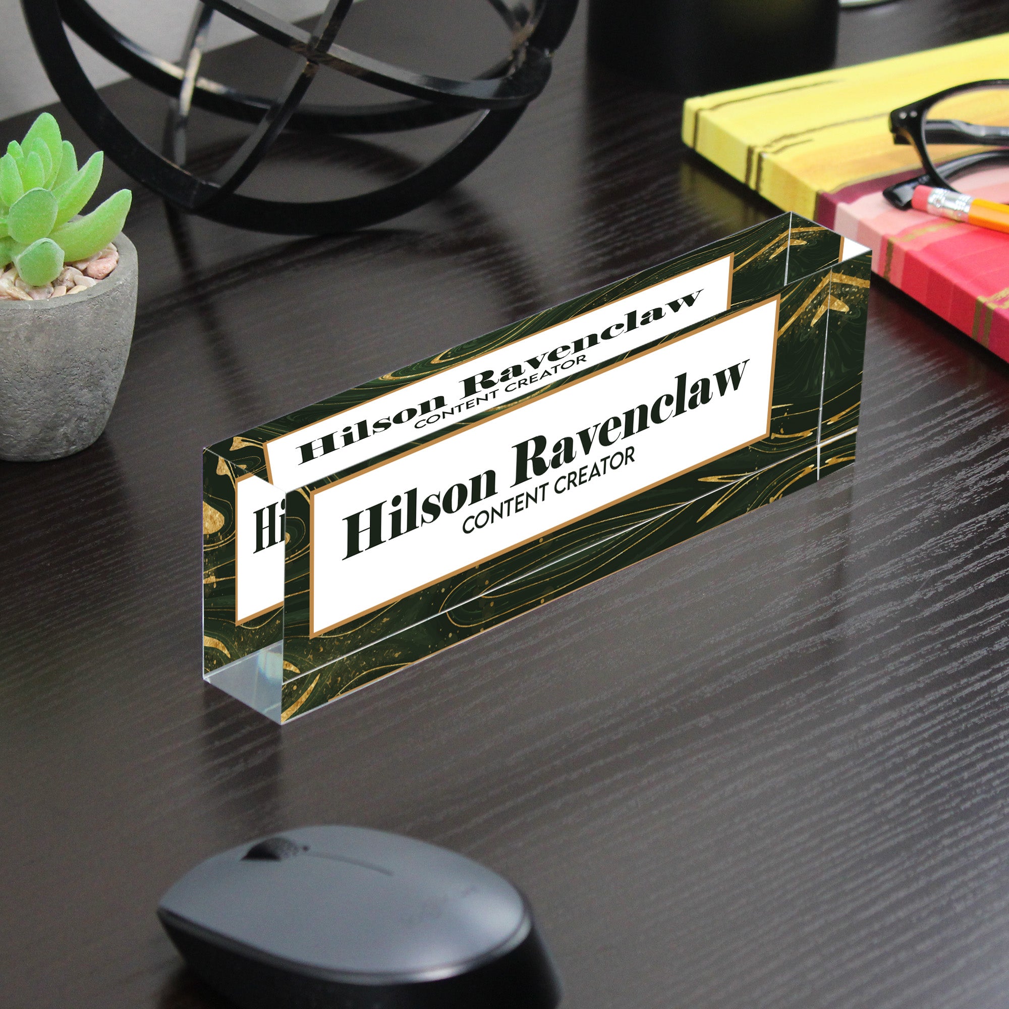 Personalized Acrylic Desk Name Block with Elegant Marble Design – Perfect Custom Gift for Content Creators - Image 7