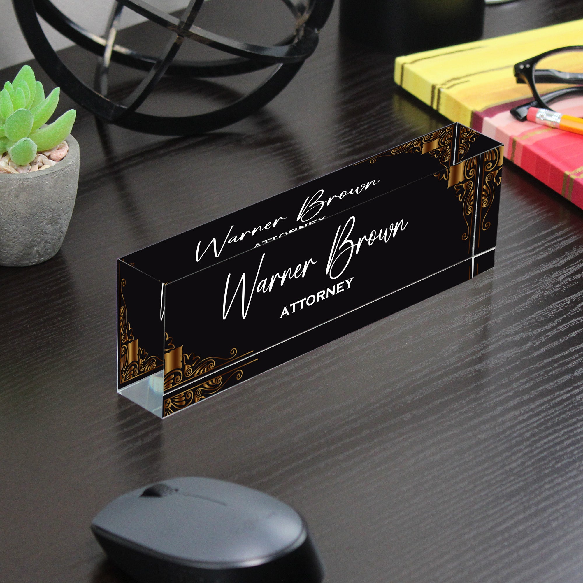 Personalized Elegant Acrylic Desk Block Name Plate for Attorneys – Customizable Office Decor Gift - Image 7