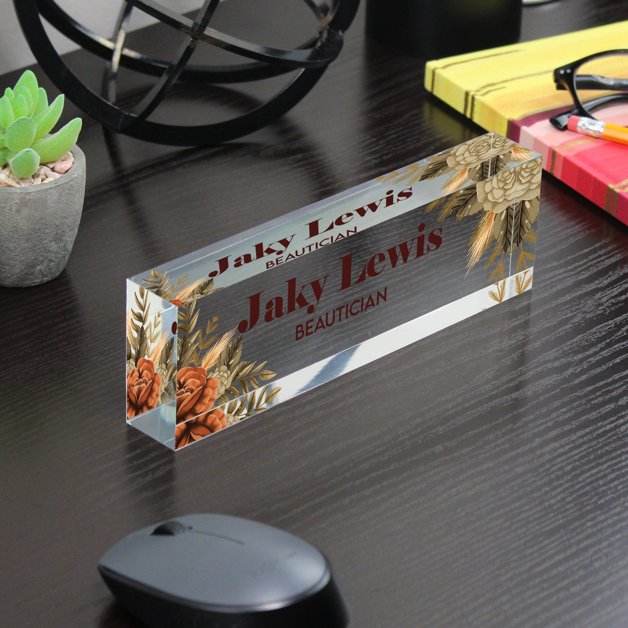 Personalized Acrylic Desk Name Plate with Floral Design – Custom Handmade Beautician Desk Decor for Professional & Gift Giving - Image 7