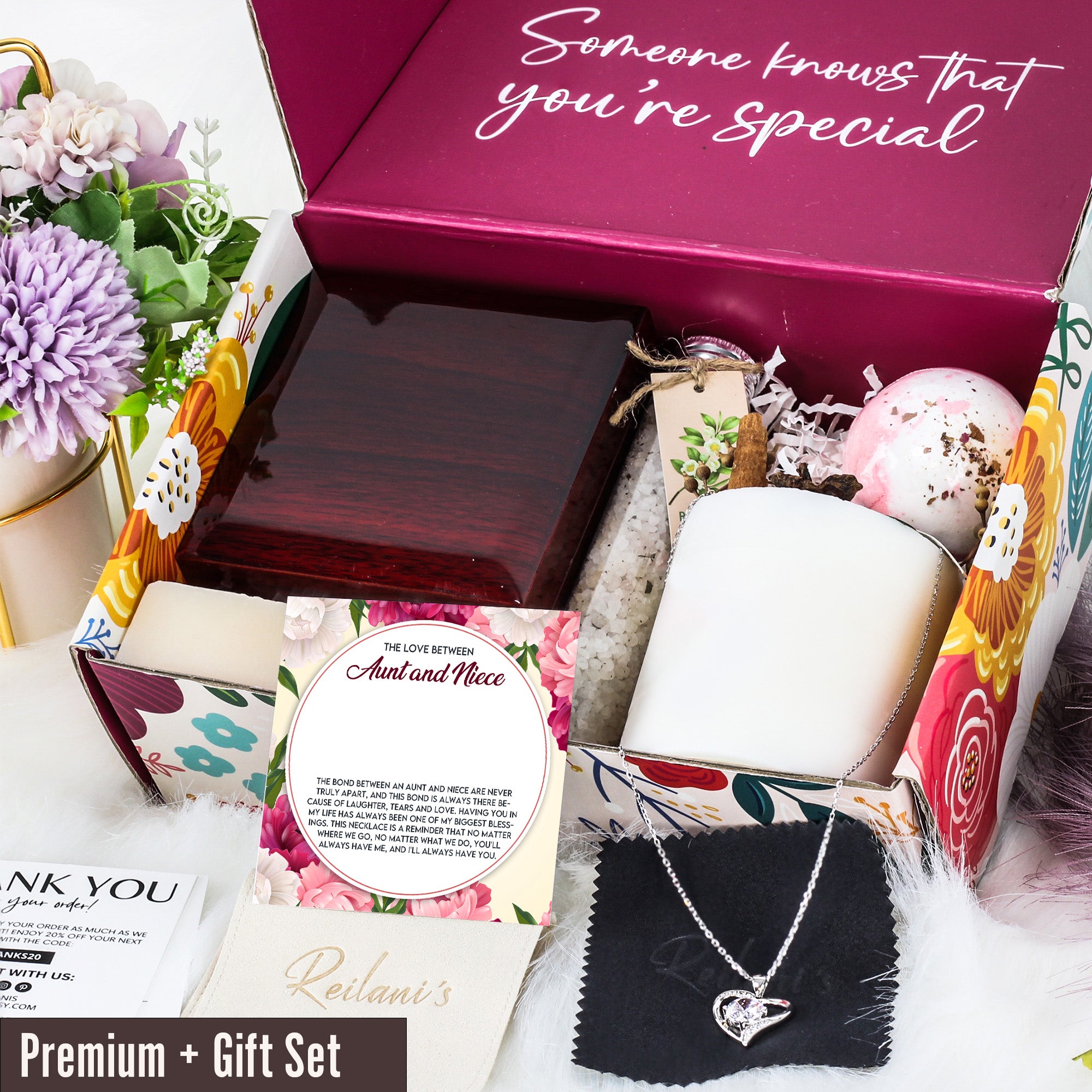 Personalized Aunt and Niece Necklace with Floral Message Card - Sterling Silver Infinity Pendant for Unbreakable Bonds - Image 7