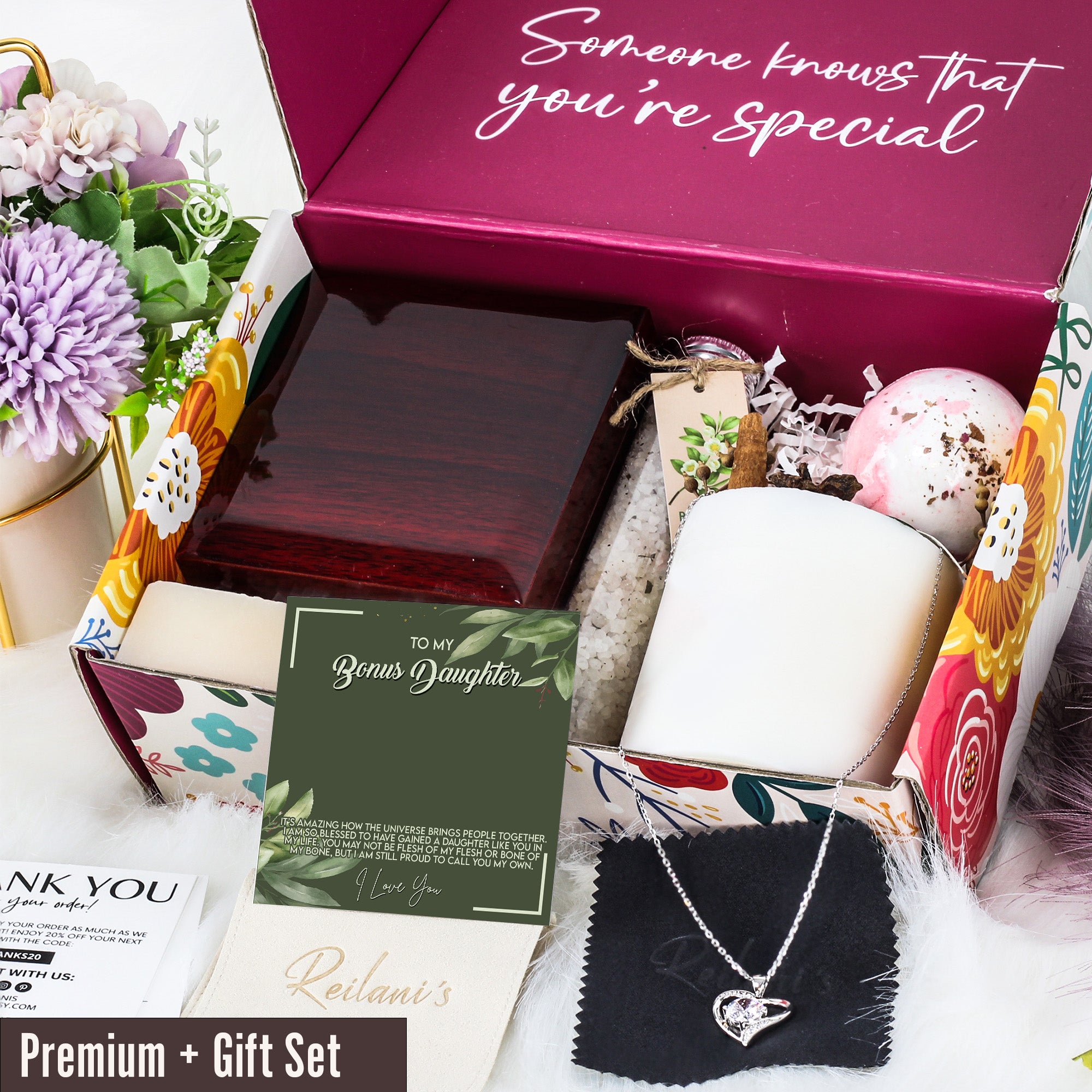 "Personalized Bonus Daughter Necklace with Heartfelt Message Card - Elegant Knot Pendant Gift in Premium Silver Finish" - Image 7