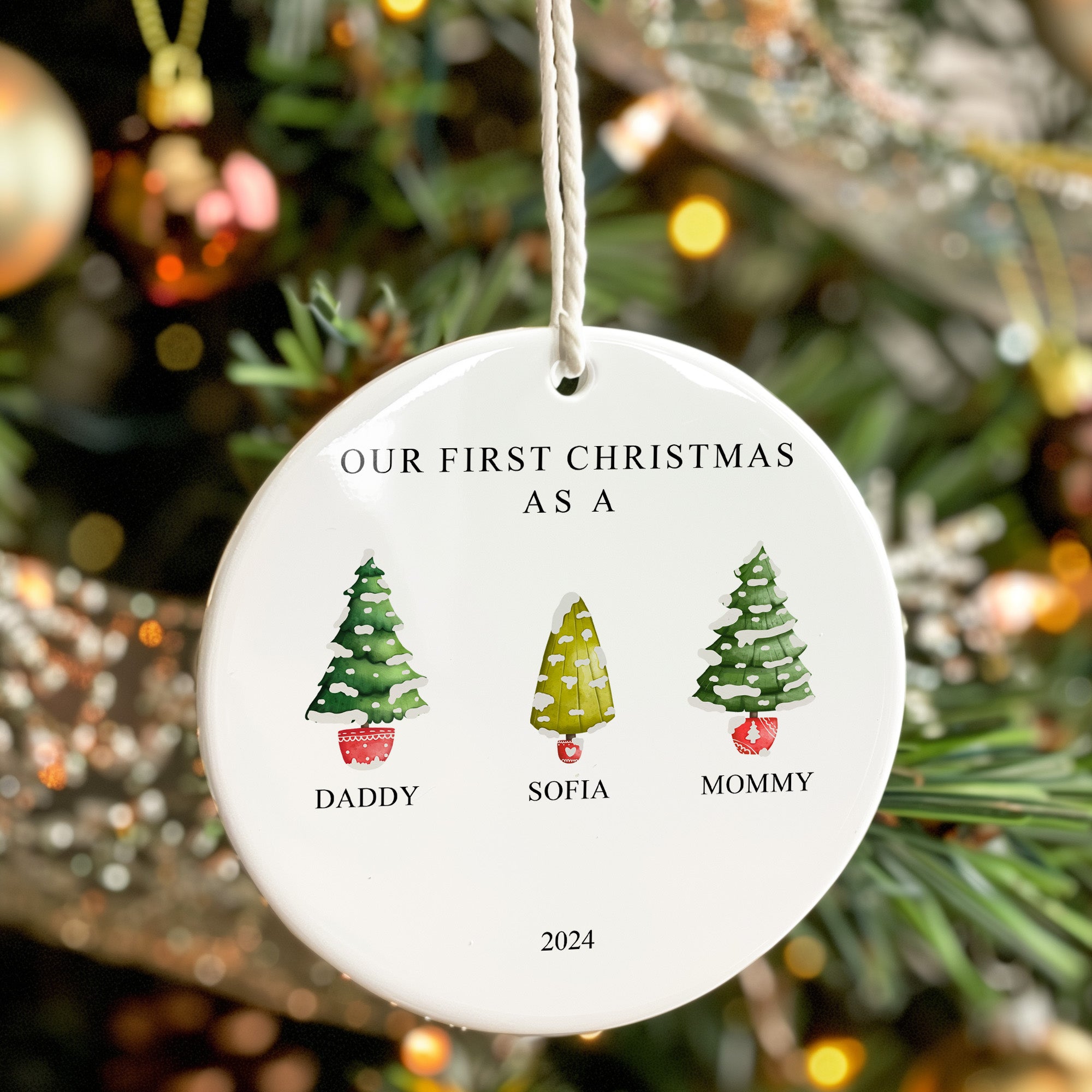 Personalized Family Christmas Ornament 2024 – Custom Ceramic Decoration for New Parents and Baby's First Holiday - Image 7