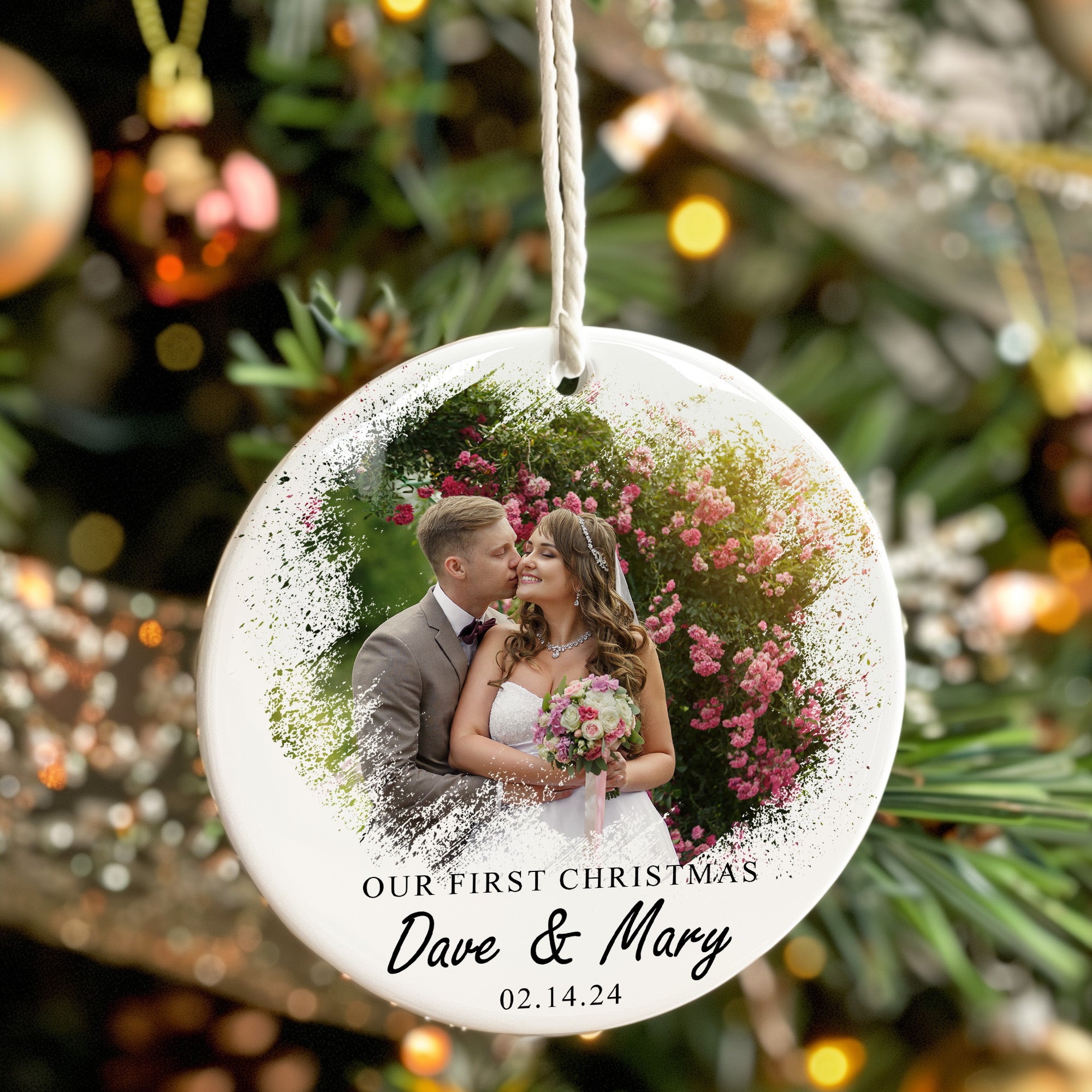 Personalized “Our First Christmas” Ceramic Ornament – Custom Wedding Keepsake for Newlyweds - Image 7