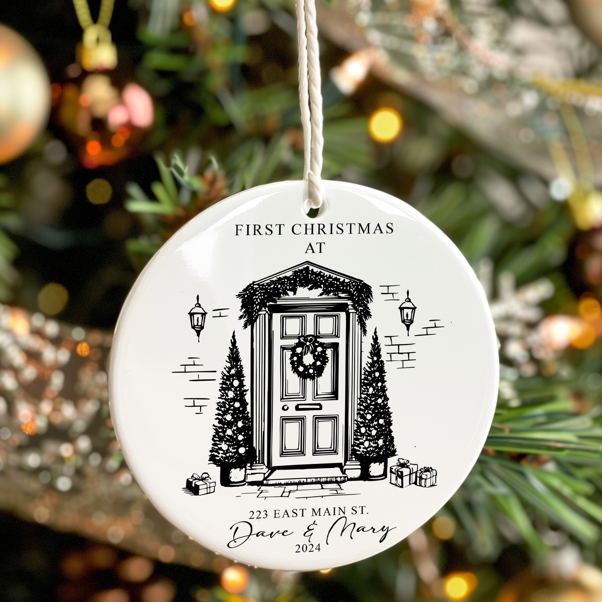 Personalized First Christmas Ceramic Ornament with Custom Address & Names – Premium Handmade Holiday Décor Gift - Image 7
