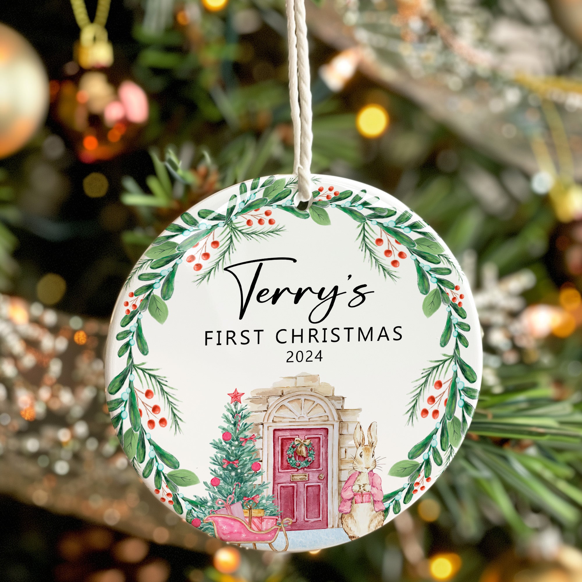 Personalized Ceramic Ornament - "First Christmas" 2024 | Handcrafted Holiday Keepsake for New Baby or Loved Ones - Image 7