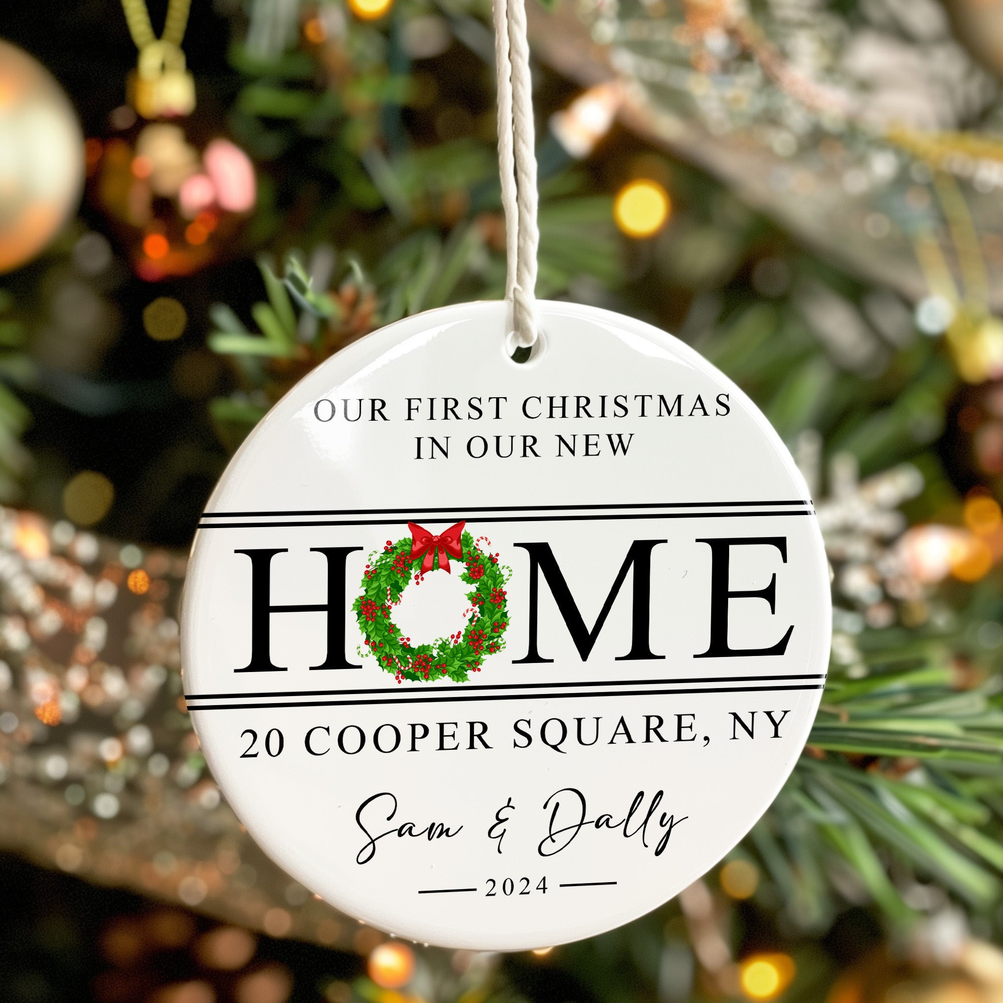 Personalized Our First Christmas Ceramic Ornament - New Home Gift with Custom Address and Names - Image 7
