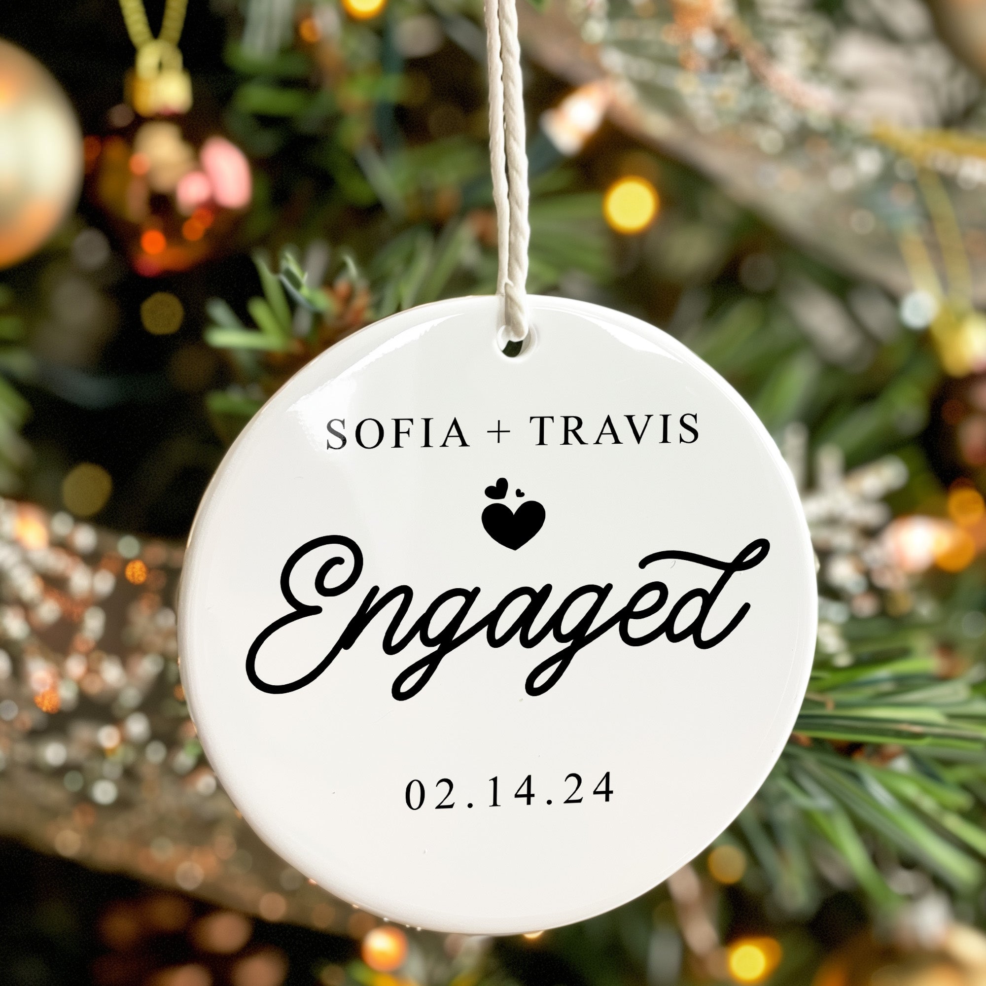 Elegant Personalized Engagement Ornament - Custom Ceramic Keepsake for Couples with Date - Image 7