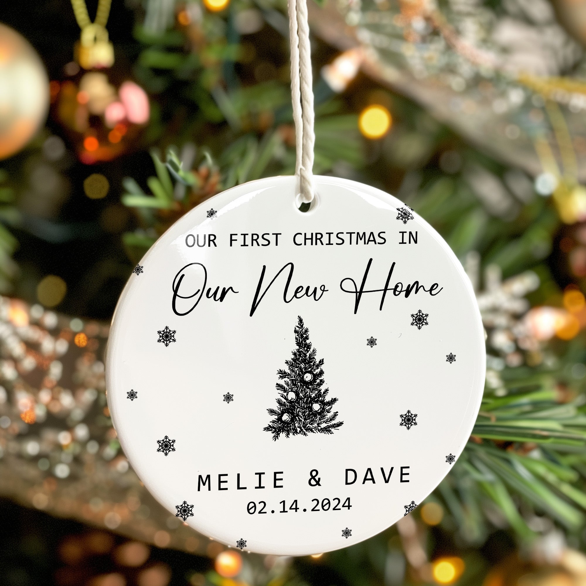 Personalized "Our First Christmas in Our New Home" Ceramic Ornament - Custom Date & Names, Perfect Keepsake Gift - Image 7