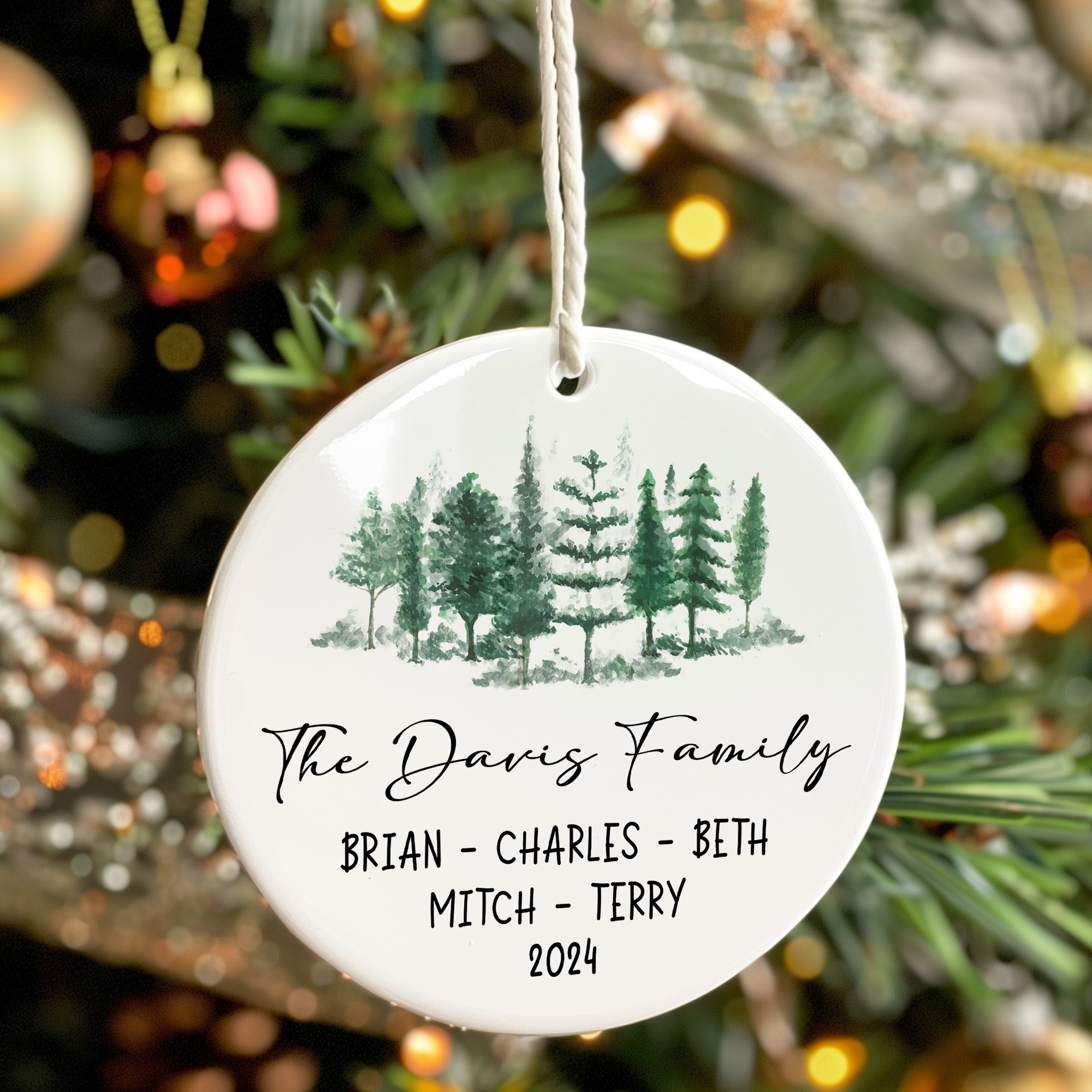 Personalized Family Evergreen Ceramic Ornament - Custom Names & Year - Handmade Gift for Holidays and Special Occasions - Image 7