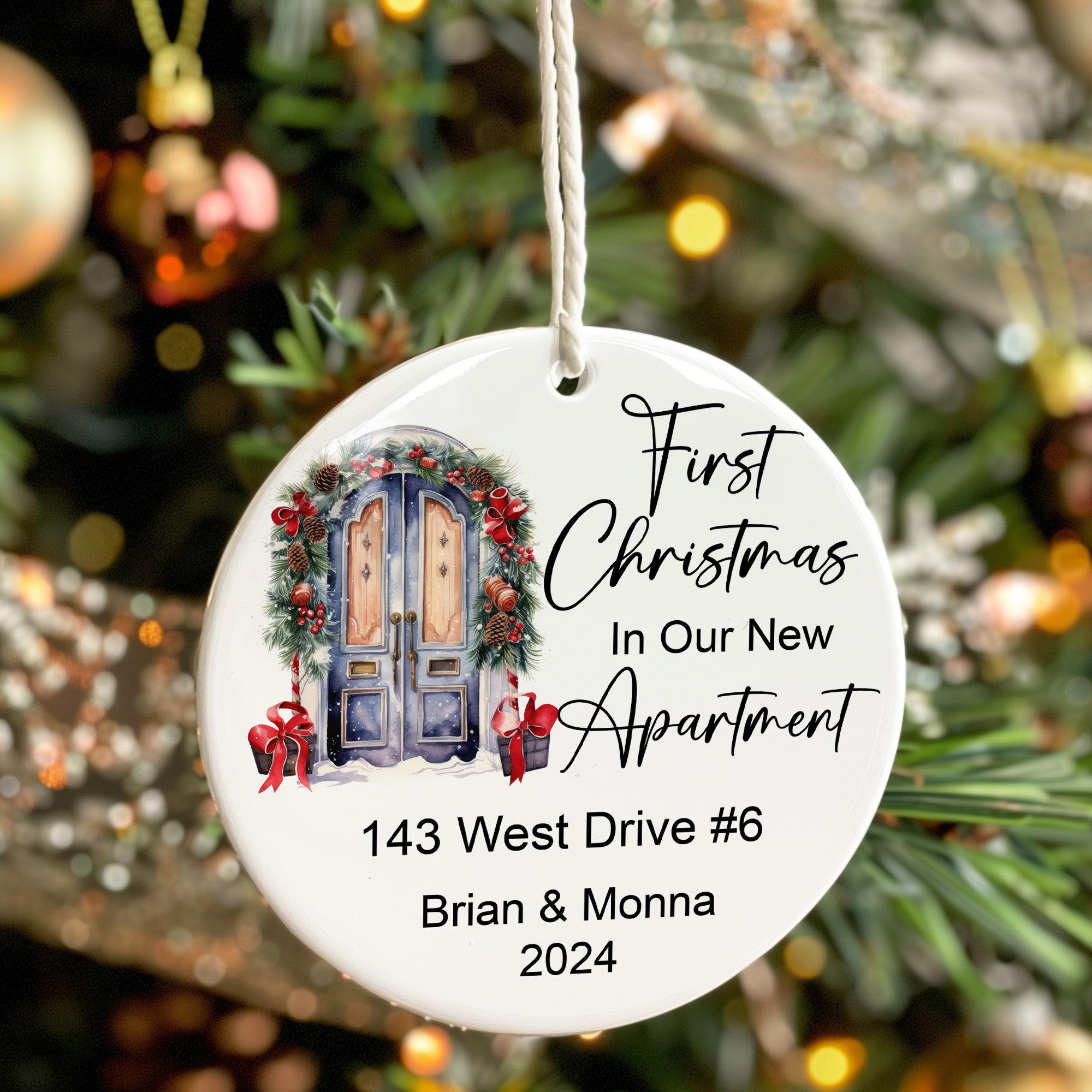 Personalized First Christmas in Our New Apartment Ornament – Custom Ceramic Keepsake for Couples, Family, Friends, or New Homeowners - Image 7