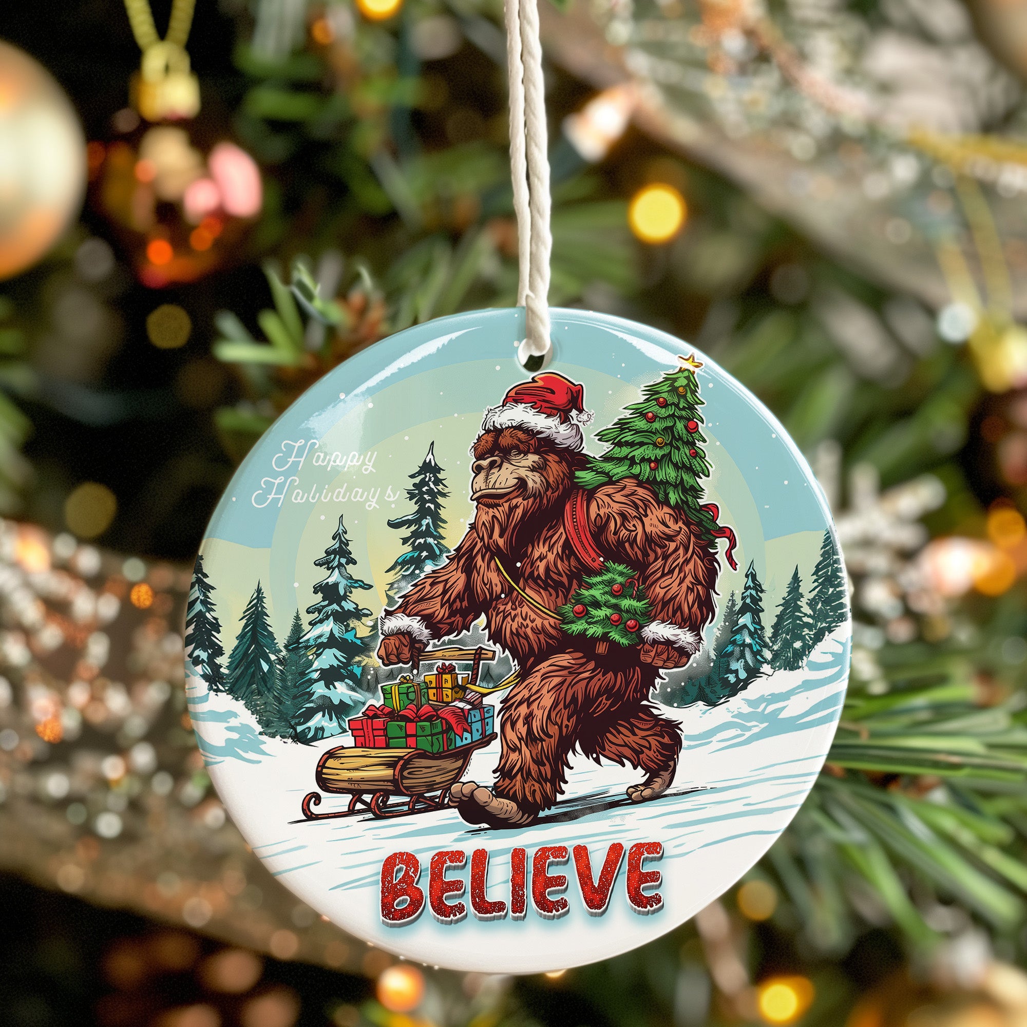 Personalized Holiday Sasquatch Ornament – Handcrafted Ceramic with Festive Design for Unique Christmas Decor - Image 7
