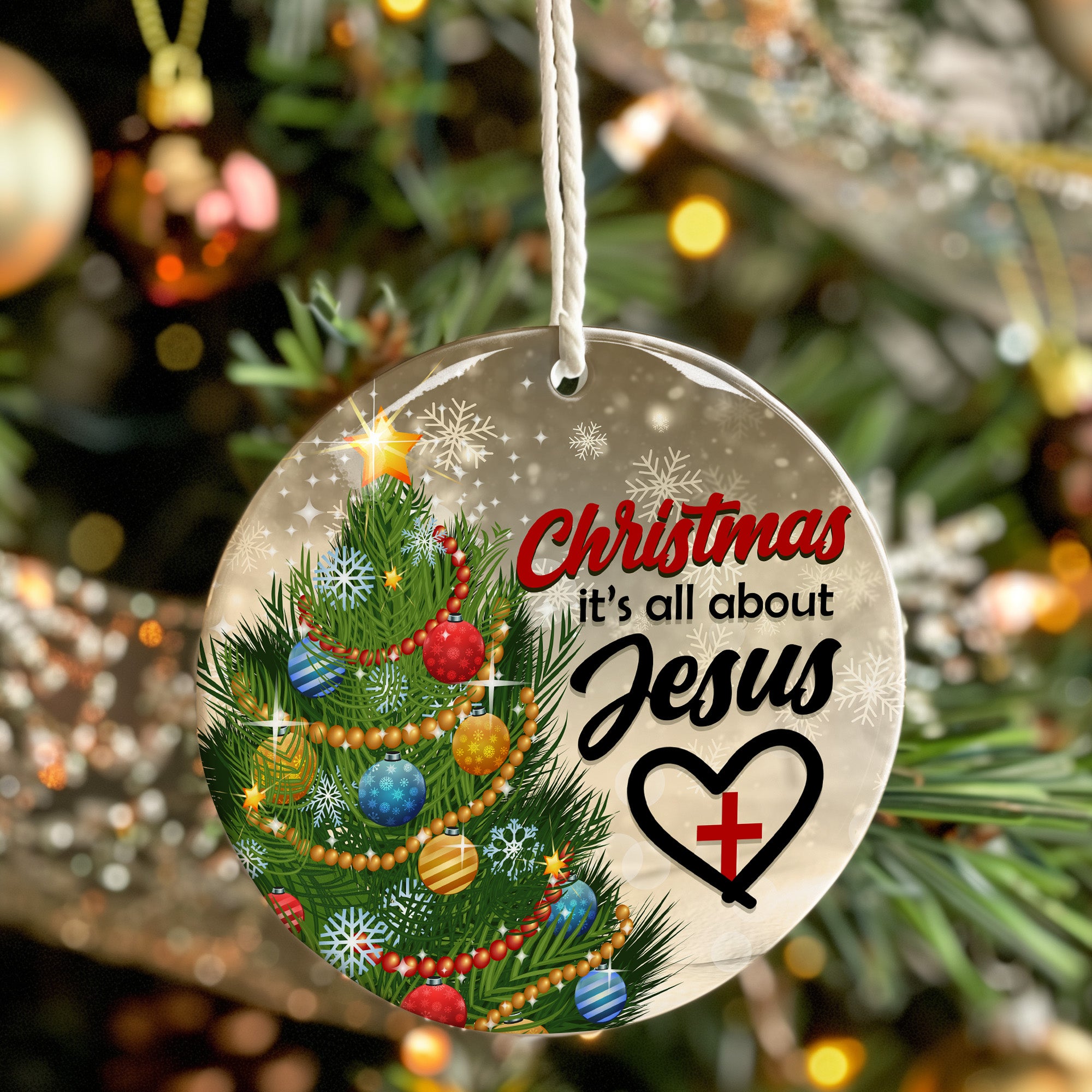 Personalized Ceramic Christmas Ornament - "It's All About Jesus" with Festive Tree Design - Perfect Holiday Gift Keepsake - Image 7