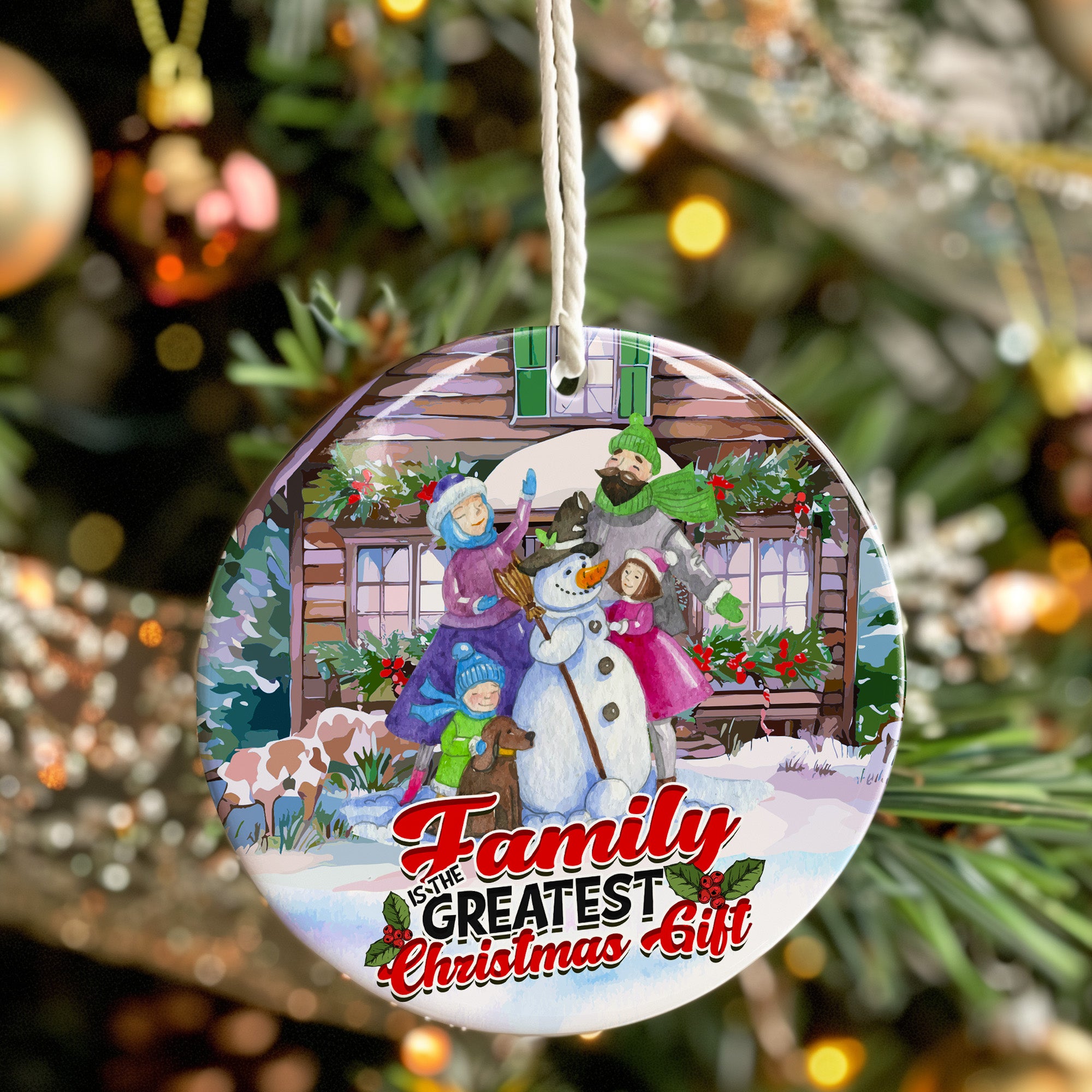 Personalized Family Christmas Ornament - Handcrafted Ceramic Keepsake with Heartwarming Snowman Design - Image 7