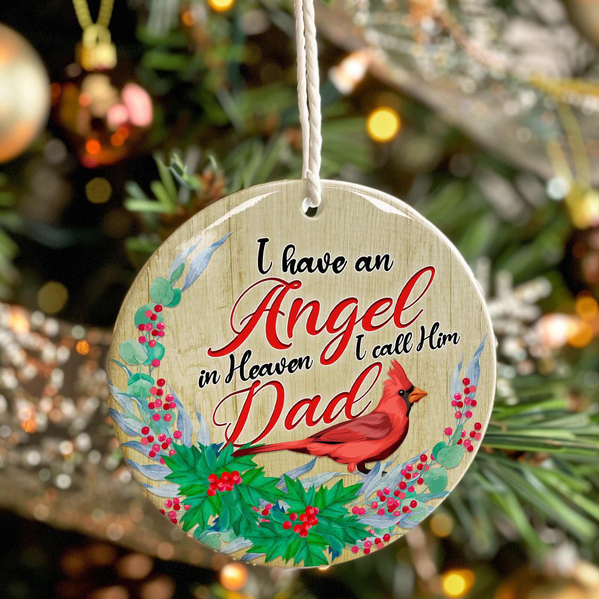 Personalized Memorial Ceramic Ornament – "Angel Dad" Cardinal Design, Heartfelt Keepsake Gift - Image 7