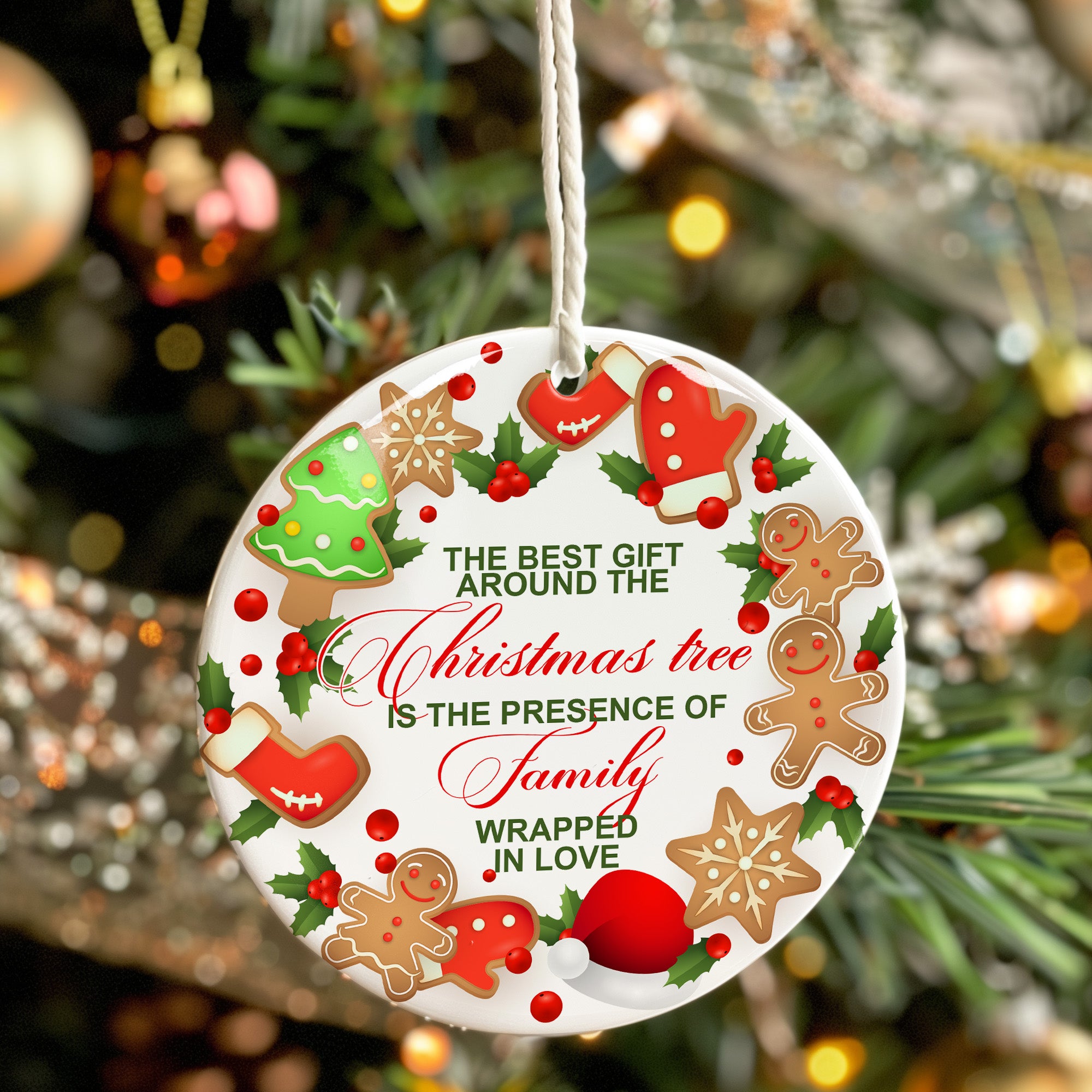 Personalized Christmas Ceramic Ornament with Festive Gingerbread Design – Perfect Customizable Gift for Family Celebrations - Image 7