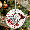 Custom Hairstylist Ceramic Ornament – Handcrafted Heart Design with Red Plaid Accents, Perfect Holiday Gift for Hair Professionals - Image 7