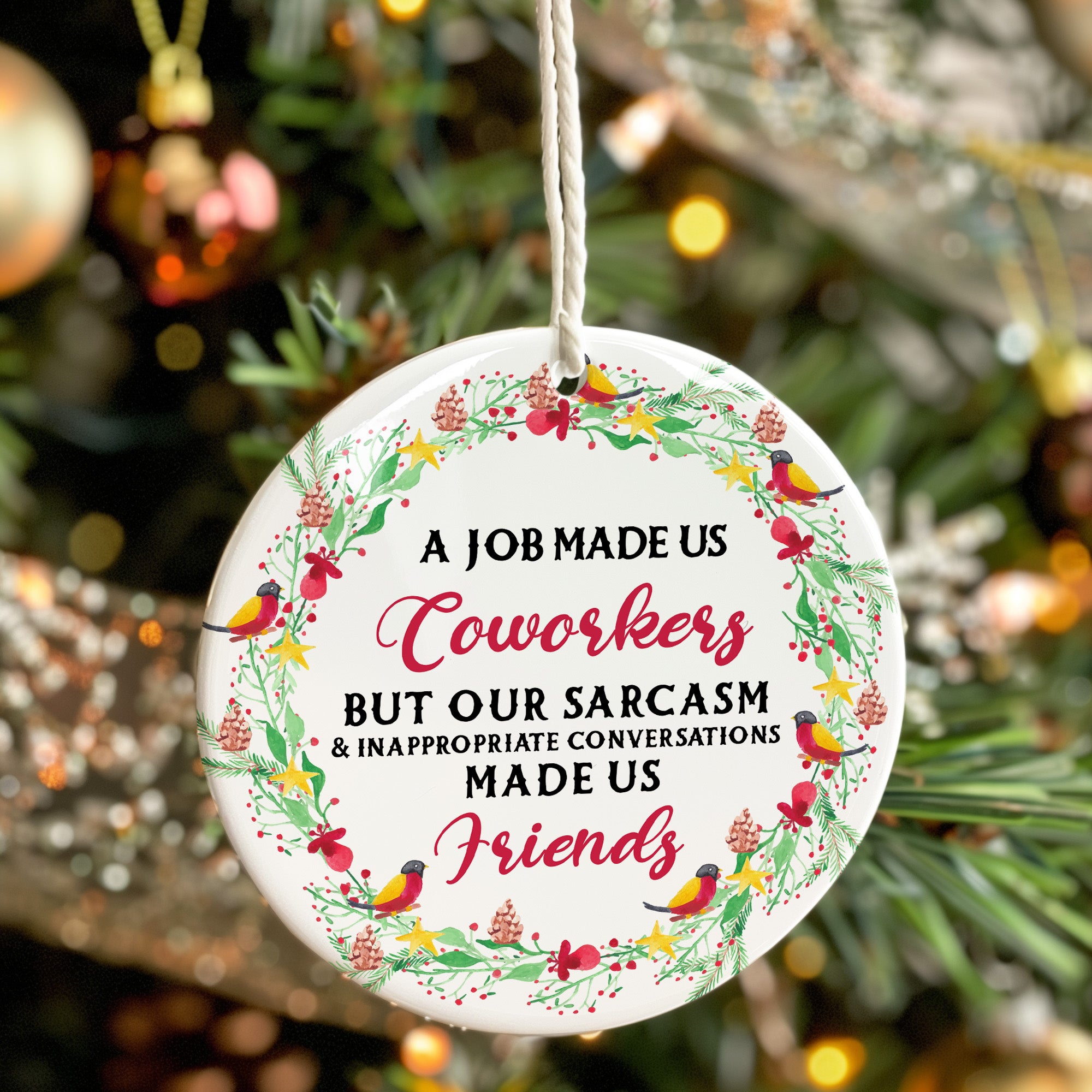 Personalized Ceramic Ornament - "Sarcasm Made Us Friends" - Perfect Gift for Coworkers, Handmade with Love - Image 7