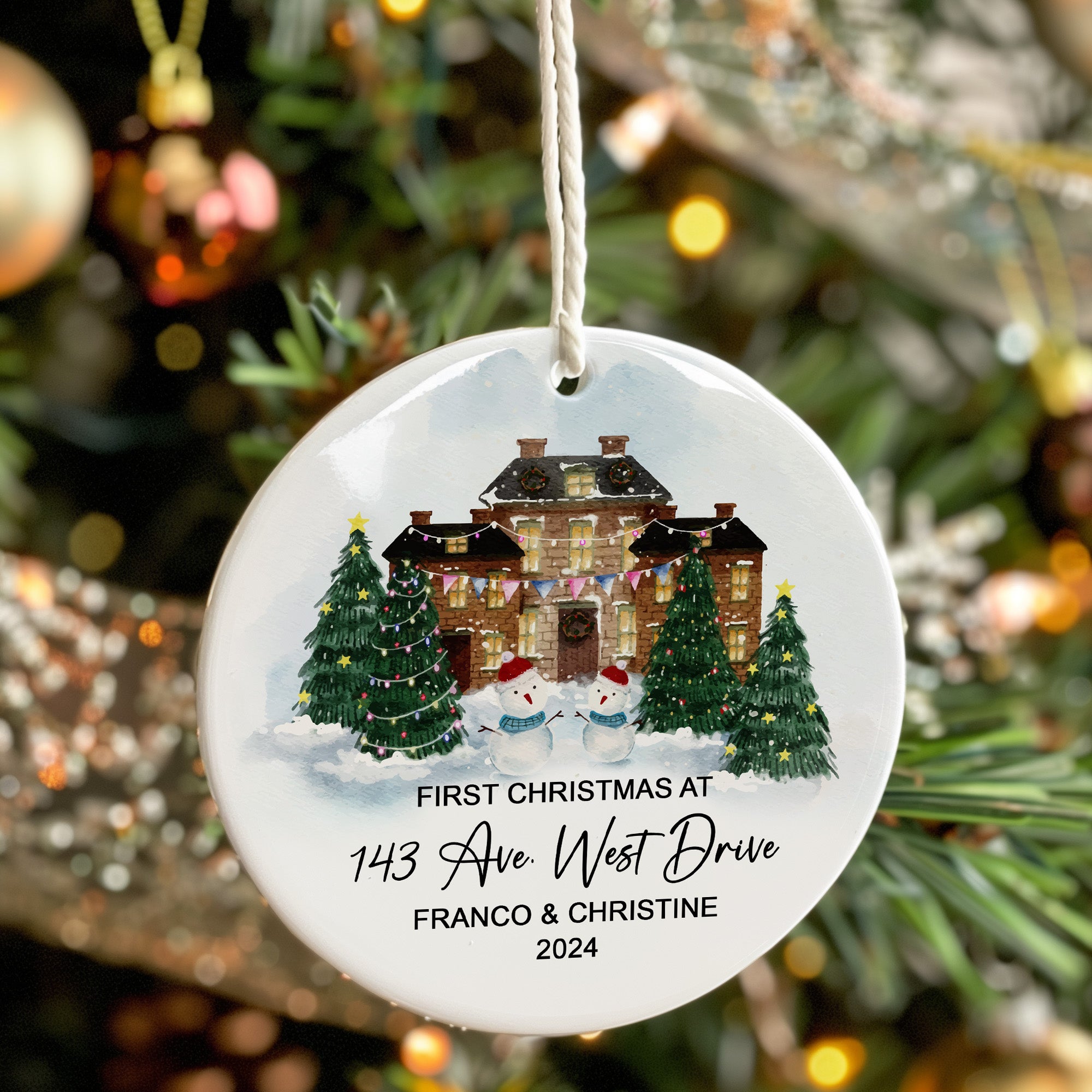 Personalized First Christmas Ceramic Ornament – Custom Address and Names – Perfect Gift for New Homeowners - Image 7