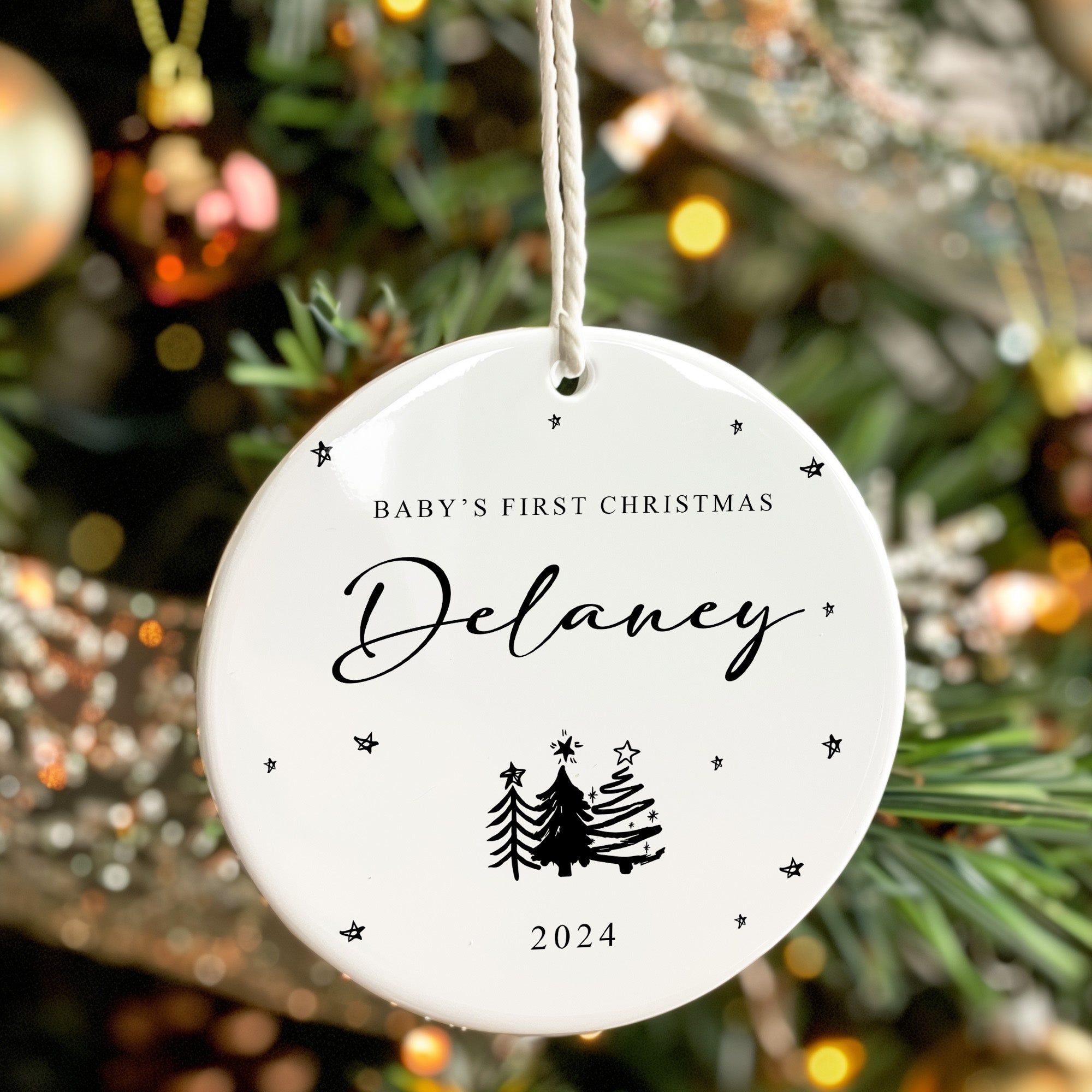 Personalized Baby's First Christmas Ornament 2024 – Ceramic Keepsake with Custom Name Design - Image 7