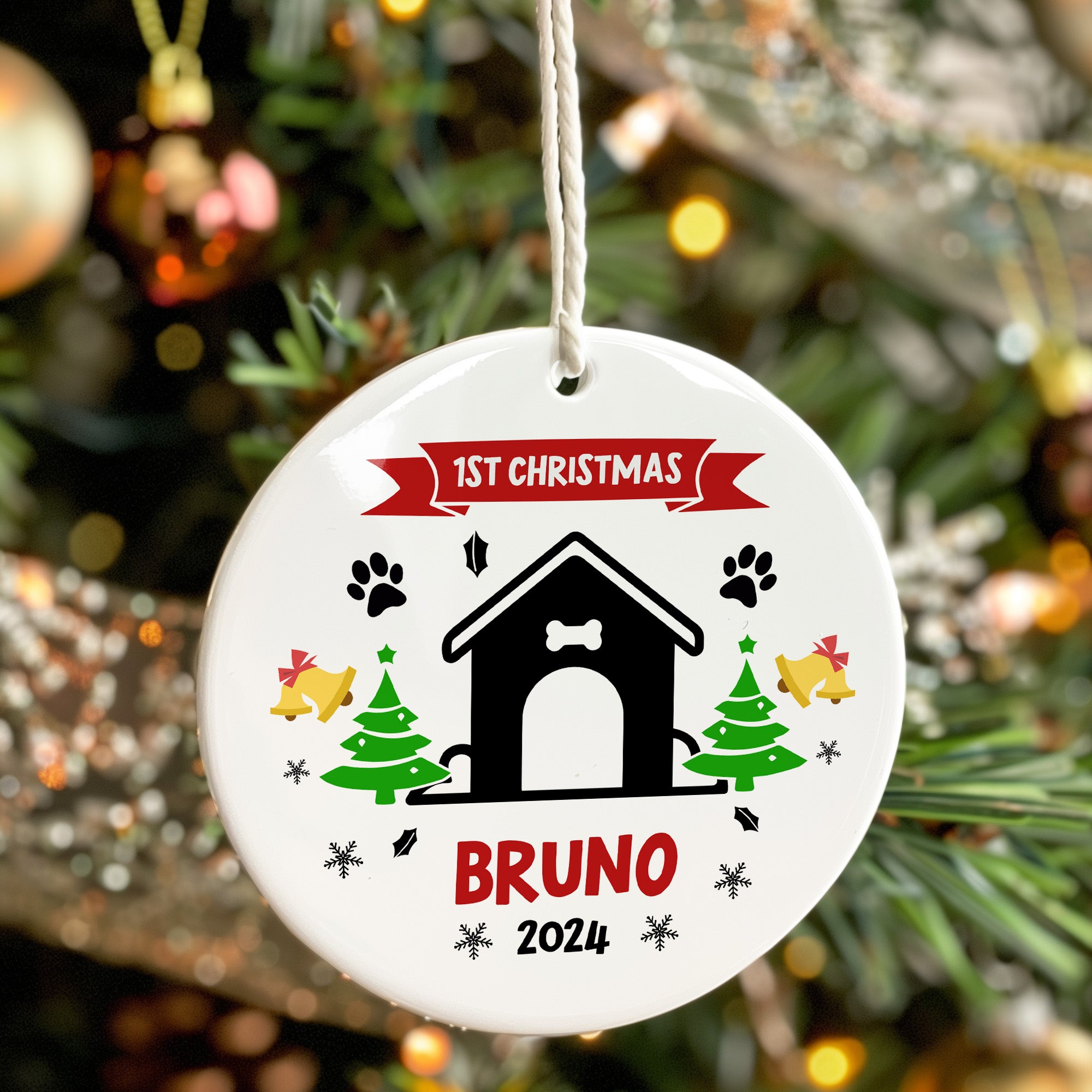 Personalized "1st Christmas" Ceramic Ornament for Pets - Custom Name and Year, Handmade Holiday Decor Keepsake - Image 7