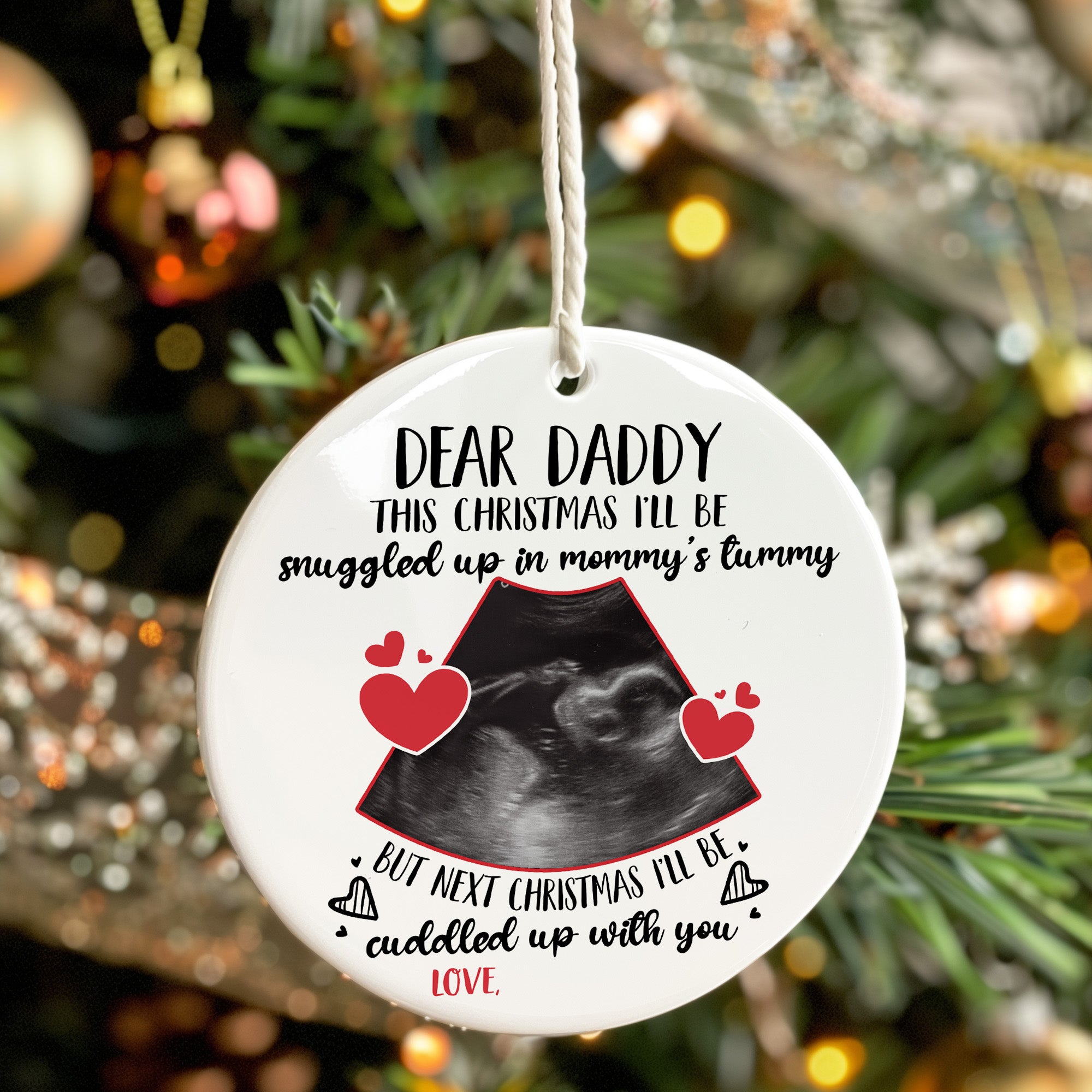 Personalized Dear Daddy Christmas Ornament with Ultrasound Design – Perfect Baby Announcement Gift for Expecting Parents - Image 7