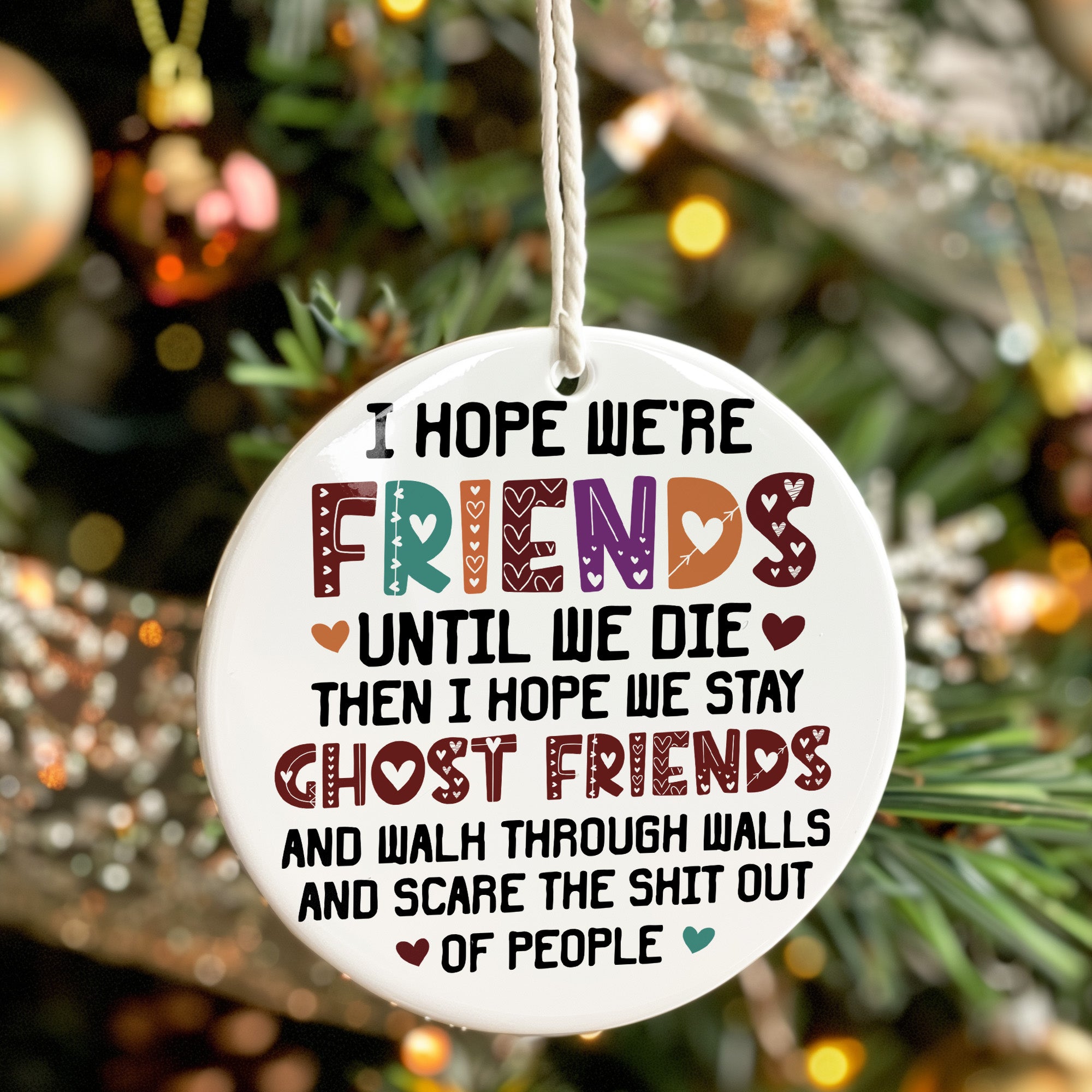 Personalized Friendship Ceramic Ornament – Funny Ghost Friends Design, Perfect Gift for Best Friends - Image 7